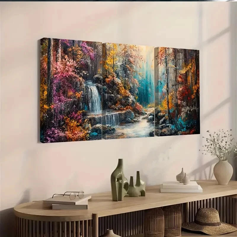 3-Piece Vibrant Autumn Forest Wall Art Set - Framed Canvas 40x60cm - High Quality Print - 100% Australian Made - Ready to Hang - Perfect for Living Room, Bedroom & Office Decor