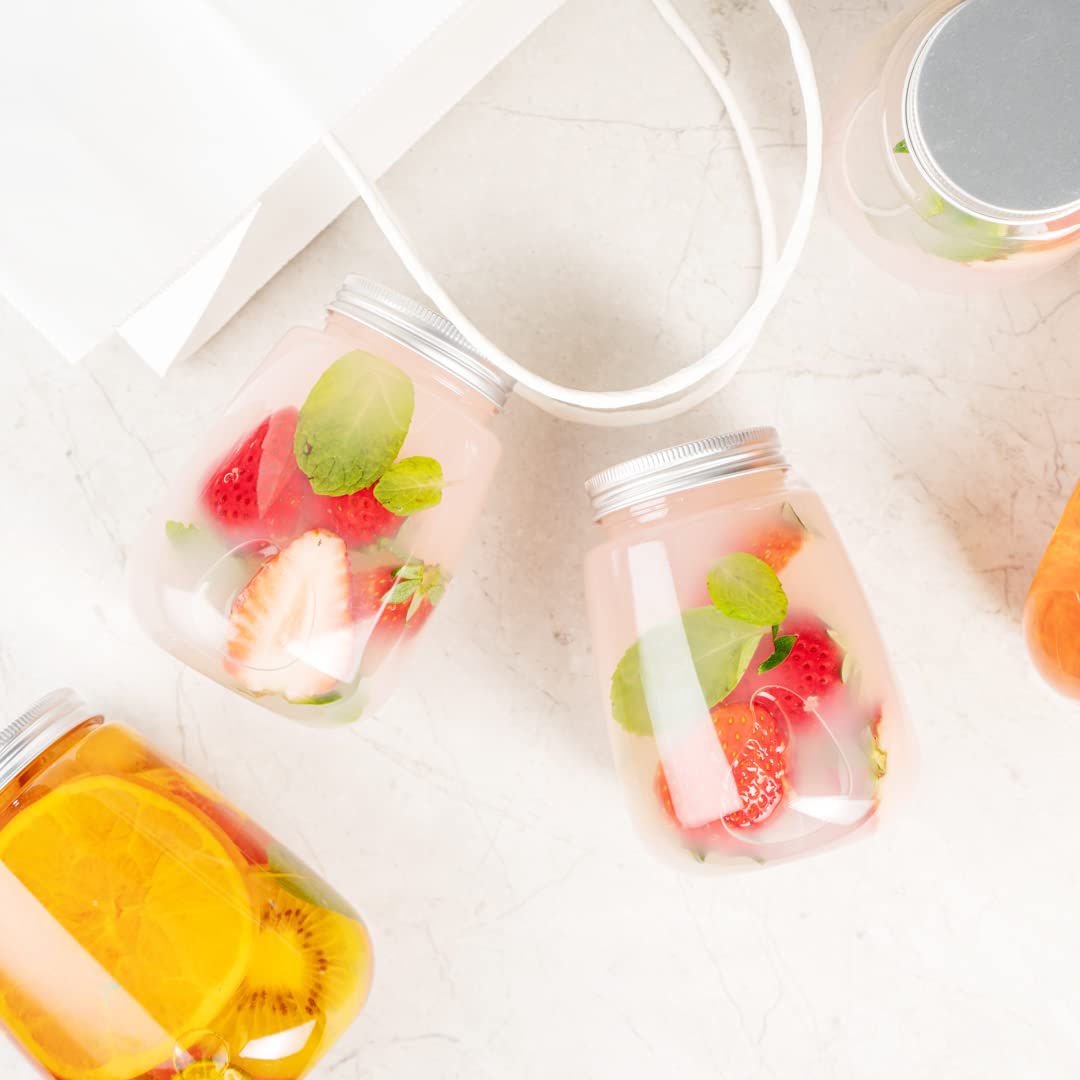 Restaurantware Bottle Tek 12oz Clear Plastic Juice Bottles (100-Pack) with Aluminum Lids - Disposable Empty Containers for Juicing, Tea, Smoothies & Cocktails | Perfect for Restaurants, Cafes & Home Use