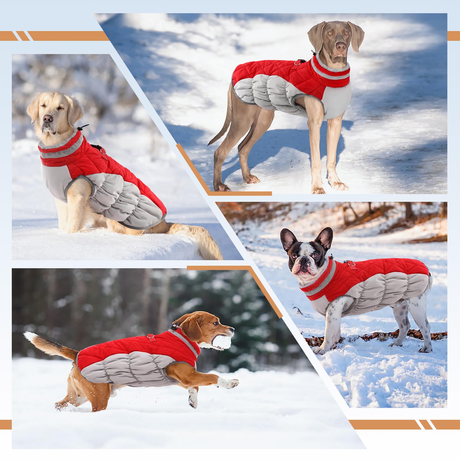 Small Dog Winter Coat - Waterproof & Warm Dog Jacket with Built-in Harness for Shih Tzu, Bichon & Small Breeds - Red Snowsuit for Cold Weather, Outdoor Walks & Winter Adventures