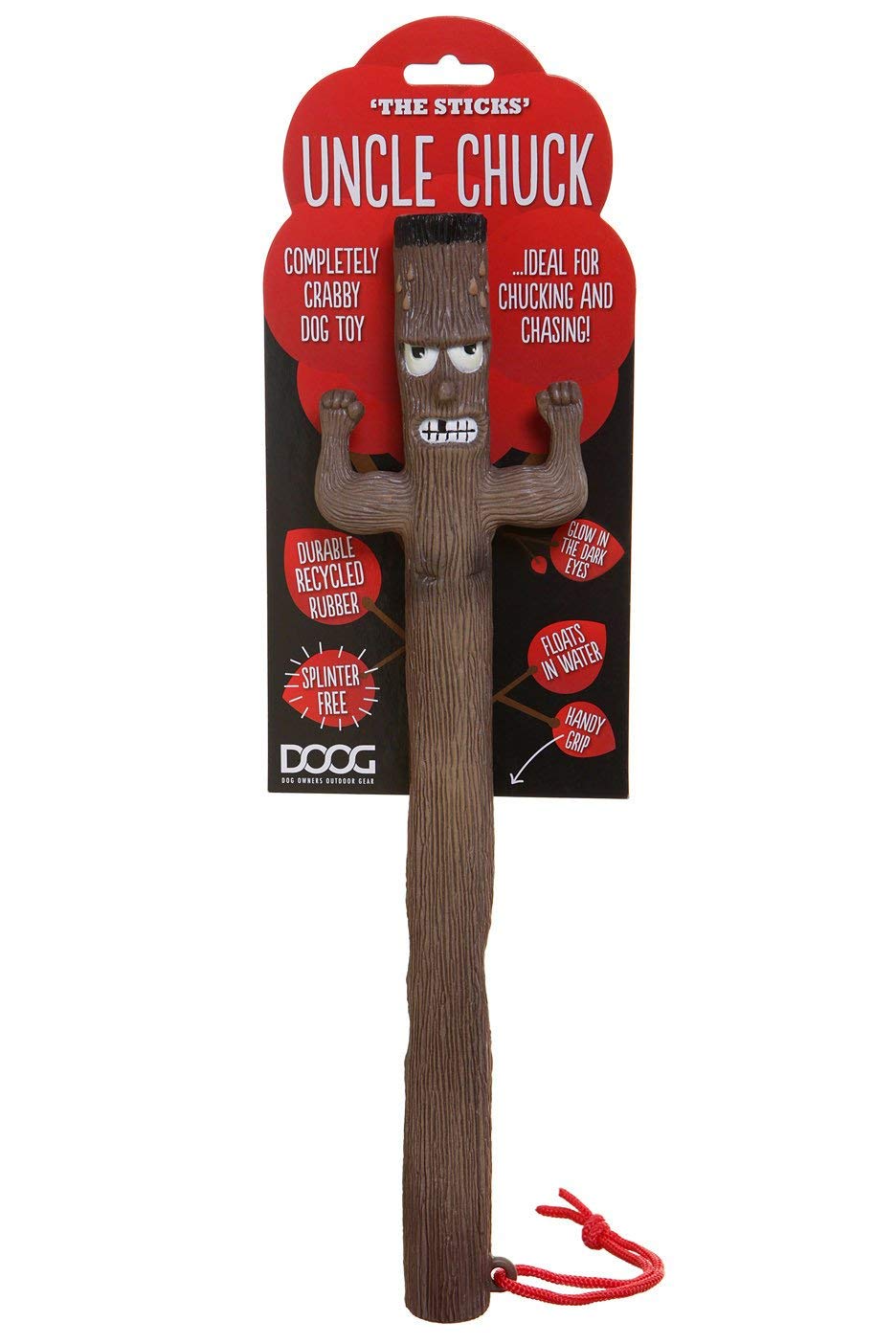 DOOG - Uncle Chuck Fetch Toys for Dogs, Safer Than Real Sticks - Splinter-Free, Glow-in-The-Dark Eyes, Floats & Easy to Clean - Perfect for Outdoor Play, Beach, Pool & Nighttime Fetch Games