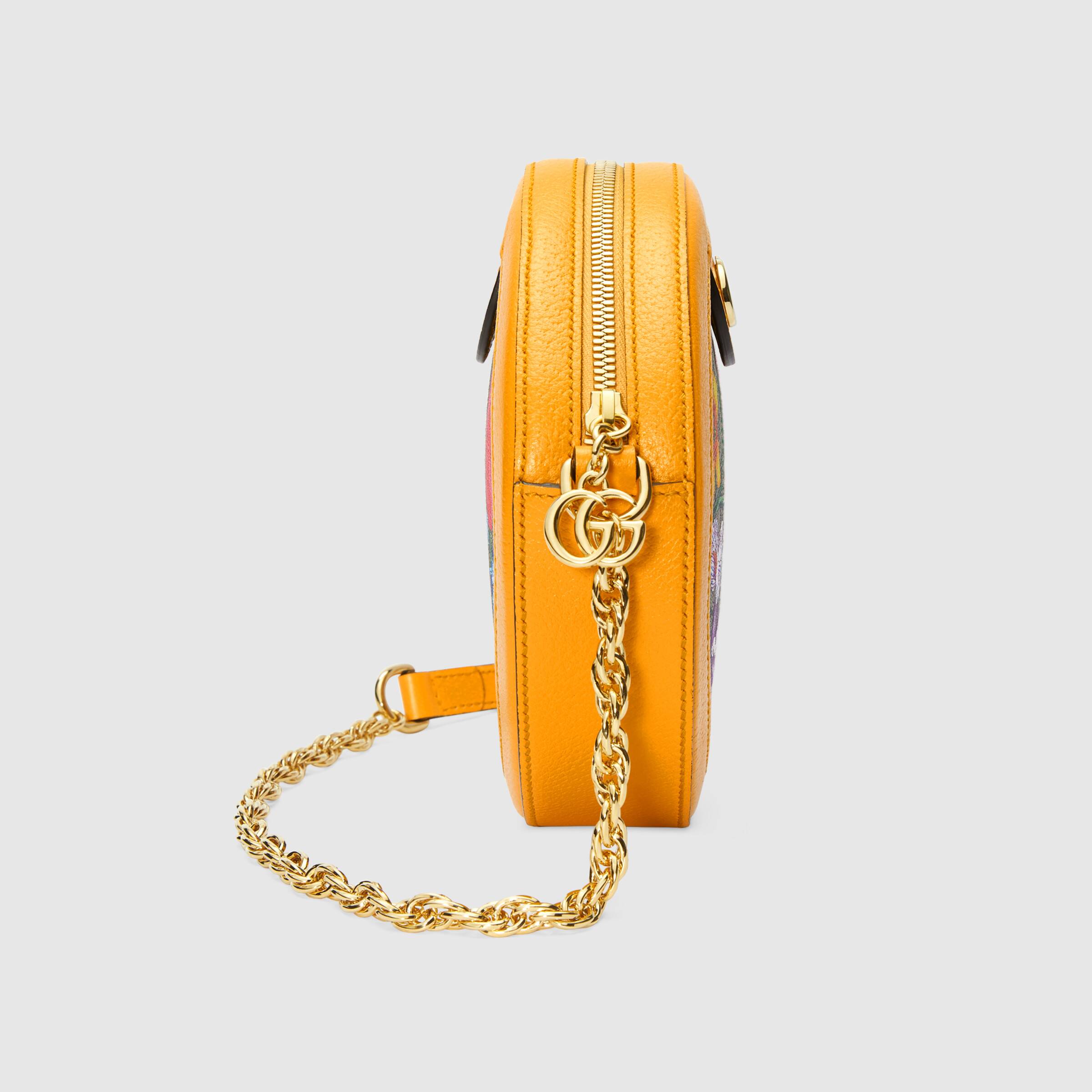 Gucci Ophidia GG Flora Mini Round Shoulder Bag in Yellow | Luxury Crossbody Purse for Women | Perfect for Date Night, Shopping & Travel