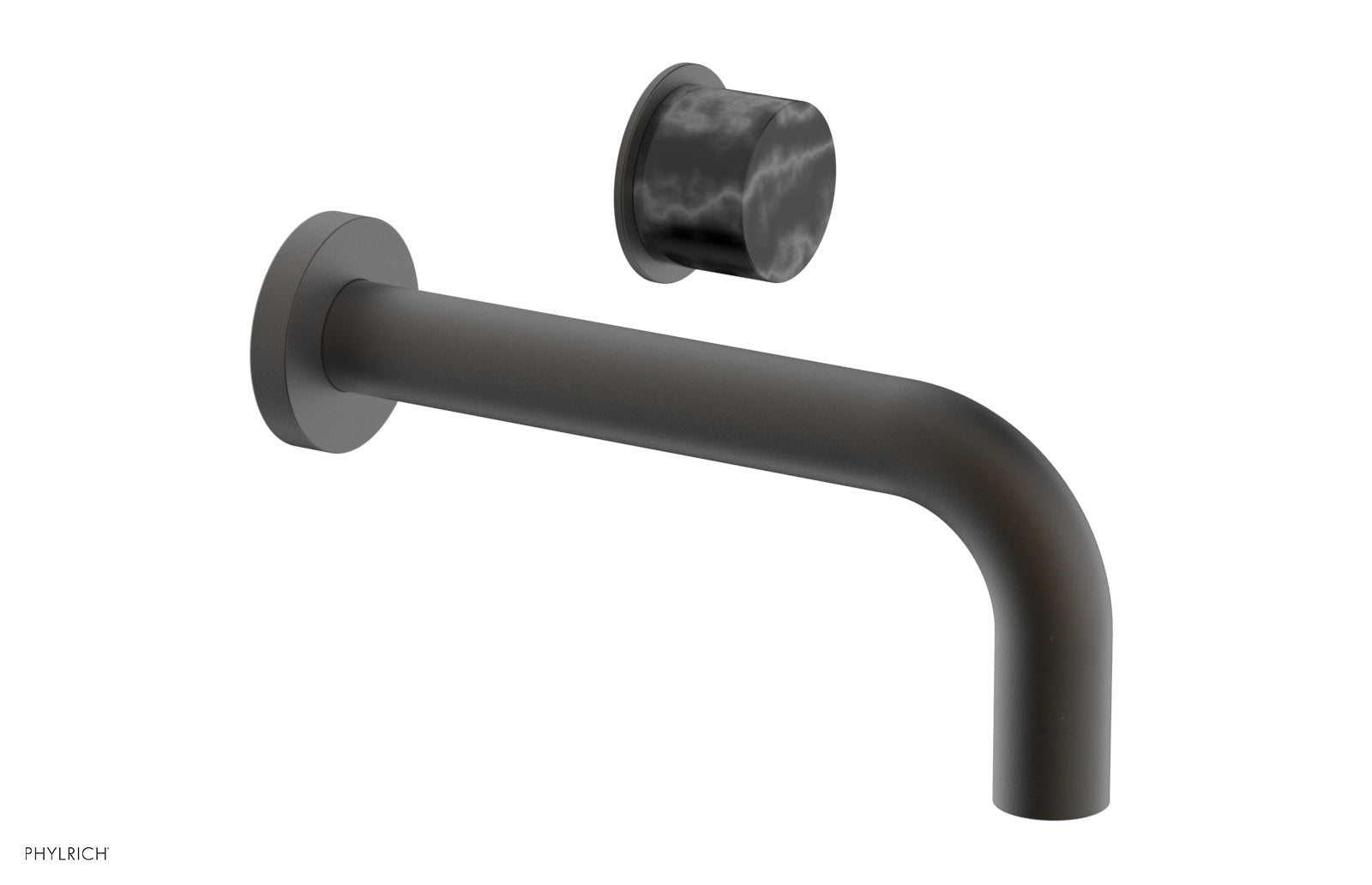 Premium Single Handle Wall Mount Lavatory Faucet - Black Marble Handle (Model 230-17) for Bathroom Sink & Powder Room Upgrade