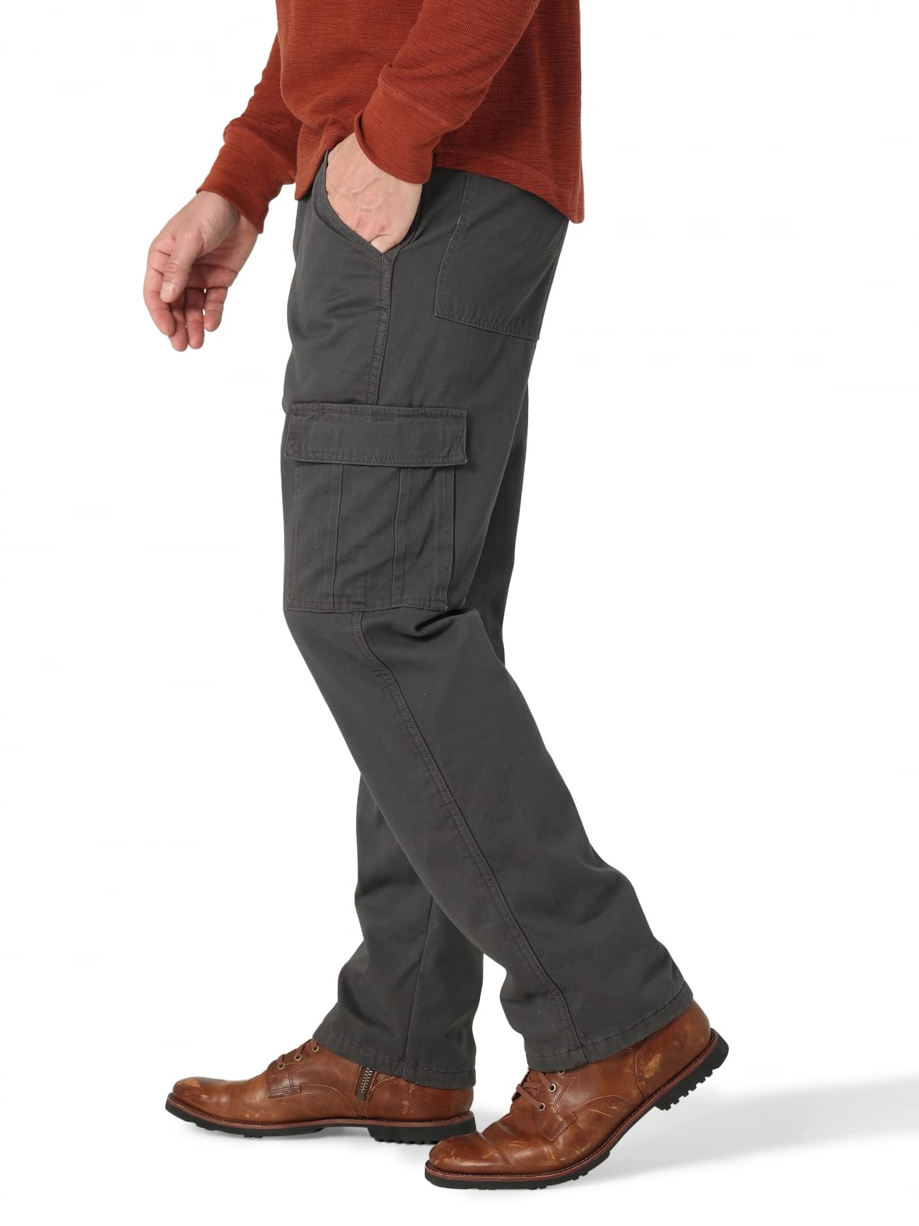 Wrangler Authentics Men's Fleece Lined Cargo Pants - Winter Work Pants with Pockets for Outdoor & Construction Work
