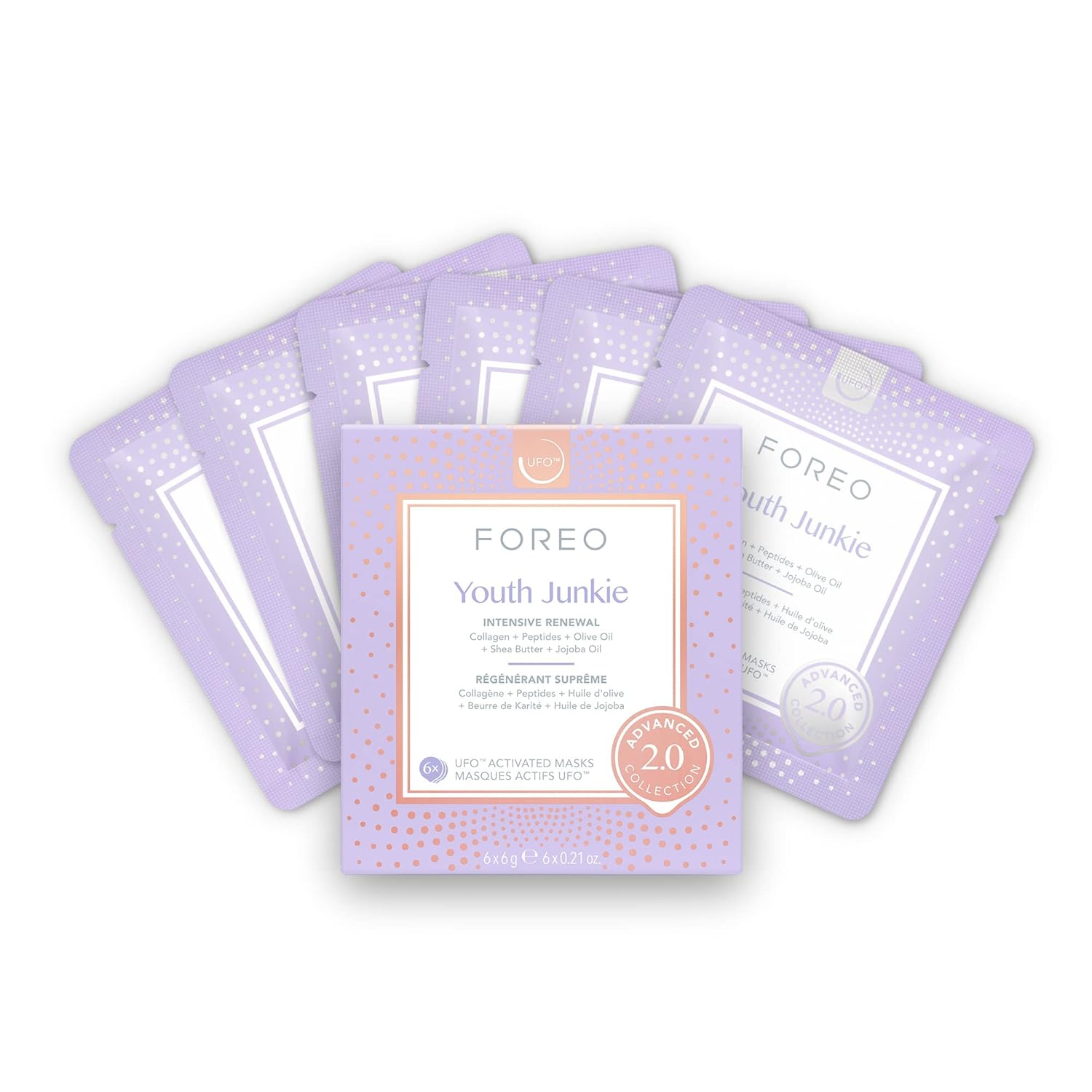 FOREO UFO Youth Junkie Mask - Smart Facial Mask Device for Anti-Aging & Skin Rejuvenation | Perfect for At-Home Spa & Skincare Routine