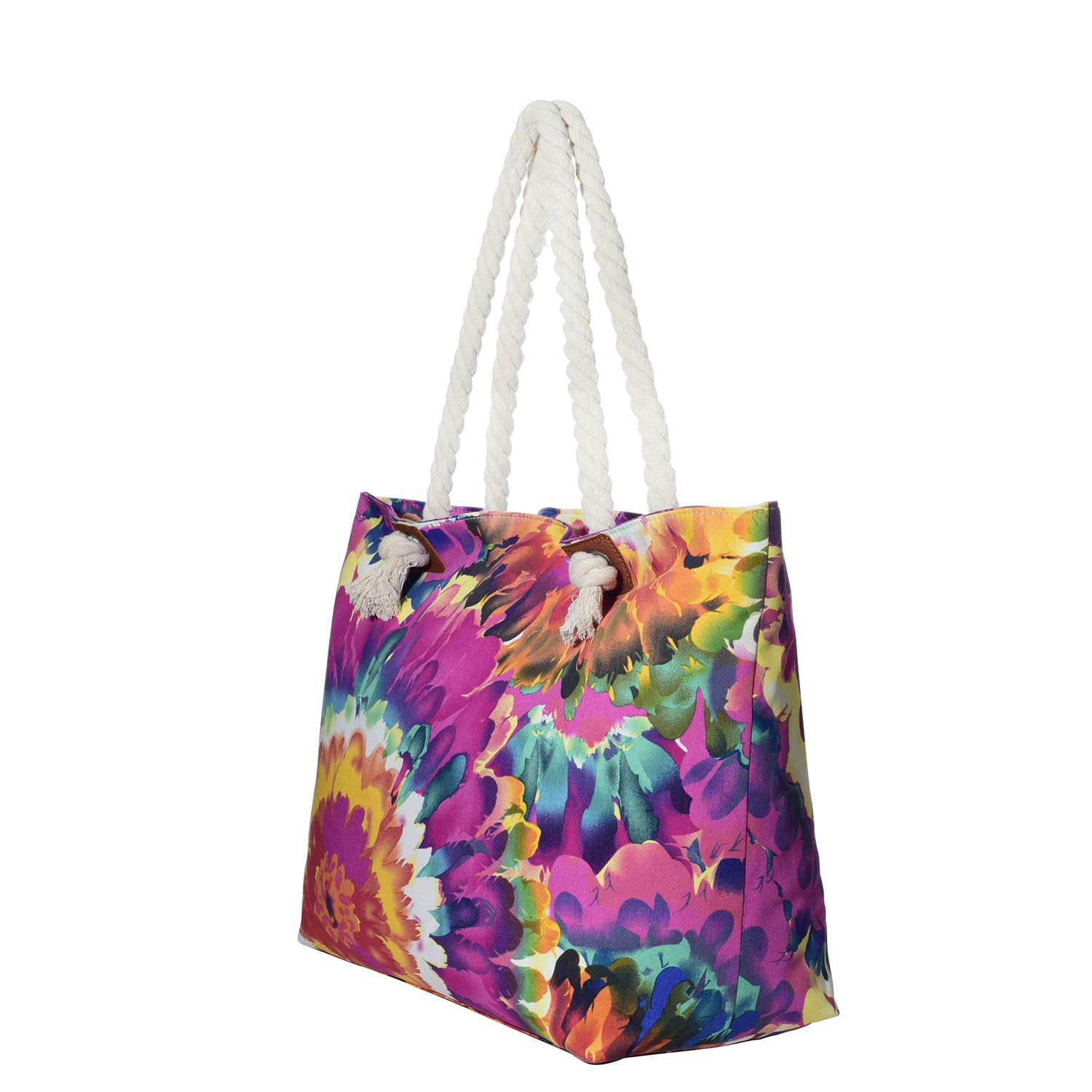 Large Waterproof Beach Bag for Women with Zip Closure - Striped Pool Tote Bag for Swimming, Travel & Summer Outings