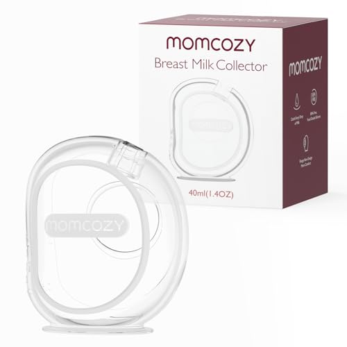 Momcozy Reusable Silicone Breast Milk Collector Catcher – 1.4oz/40ml Soft Flange Shells for Comfortable Breastfeeding – Perfect for Nursing, Pumping & Leak Protection (1 Pack)