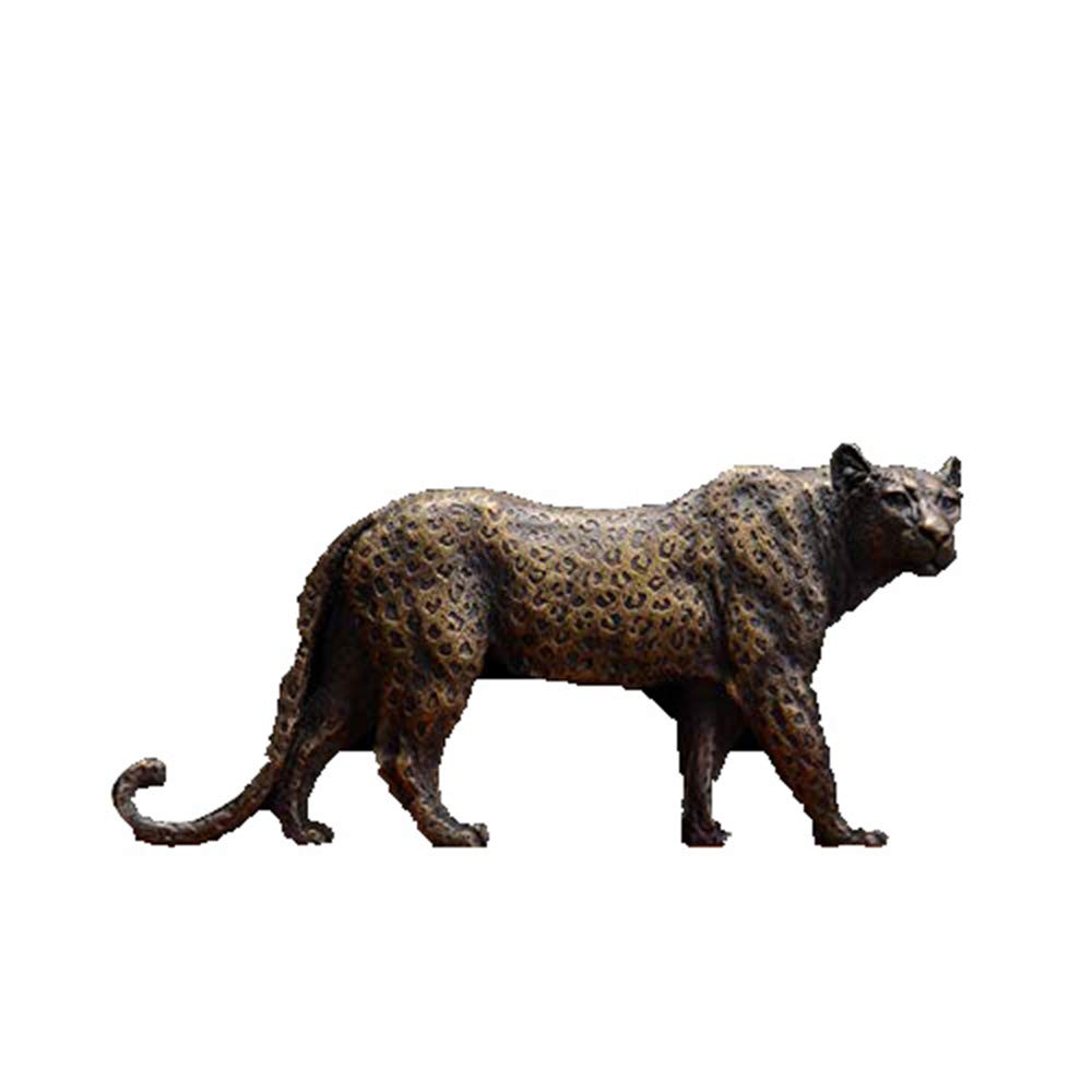 Handcrafted Pure Copper Leopard Sculpture - Chinese Style Home Decor for Living Room, Office & Gifts | Feng Shui Lucky Animal Statue for Wealth & Prosperity