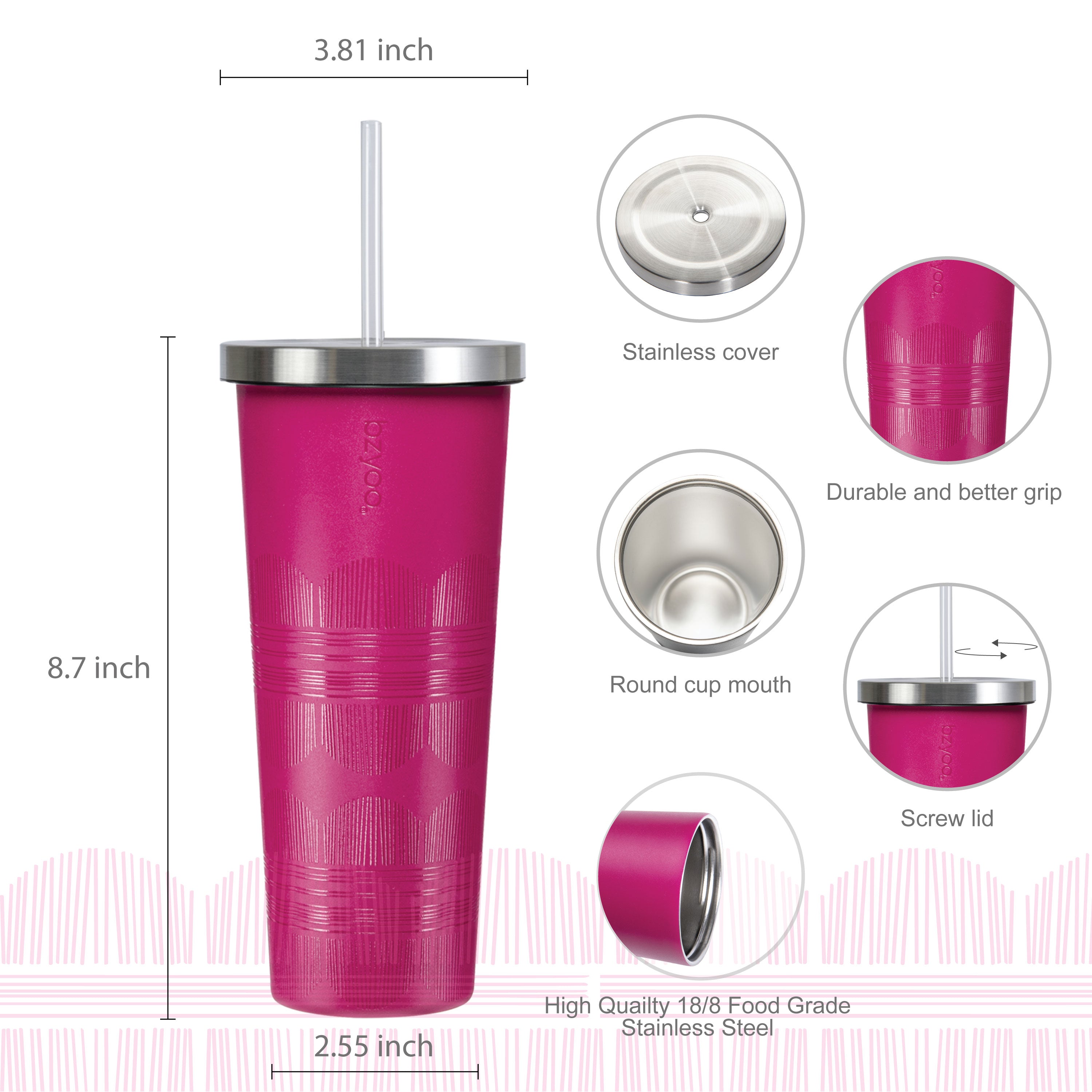 24oz Double Wall Vacuum Insulated Stainless Steel Tumbler with Straw Lid - Scribe Purple | Leakproof Travel Mug for Coffee, Tea & Cold Drinks | Perfect for Office, Gym & Outdoor Activities