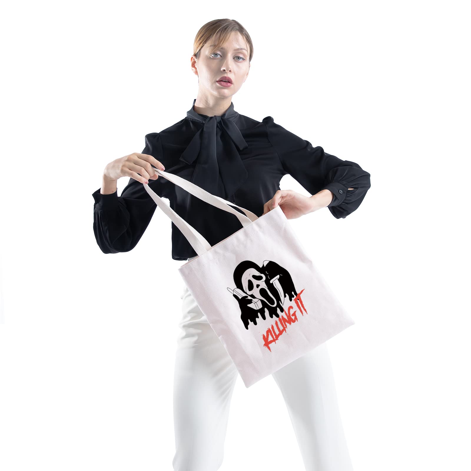 BAUNA Horror Movie Lover Gift - Scream Ghost Face Makeup Bag with Zipper, Halloween Cosmetic & Toiletry Pouch - Perfect for Halloween Parties, Horror Movie Nights, and Scary Gift Exchanges