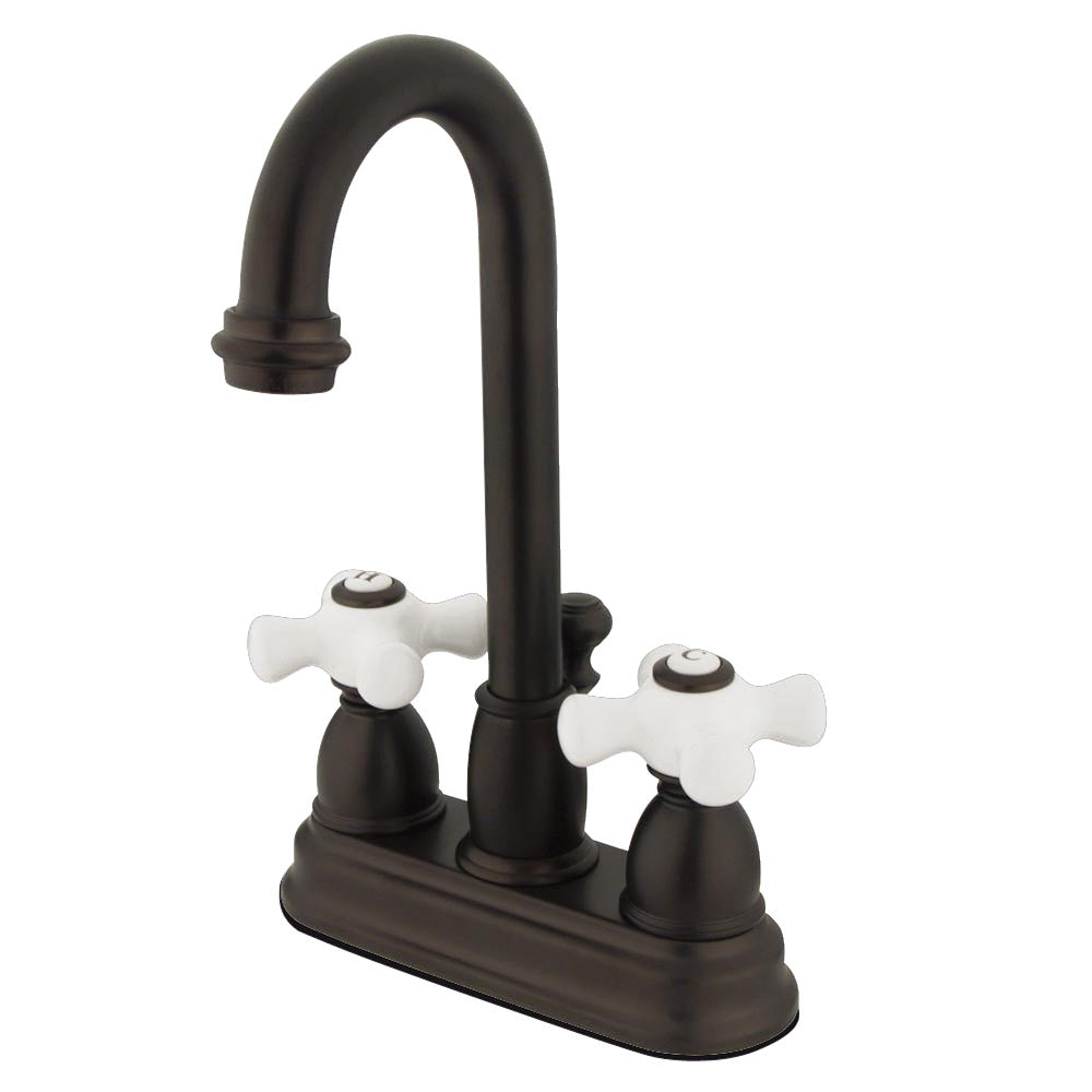 Kingston Brass KB3618PX 4-Inch Centerset Bathroom Faucet - Chrome Finish, Single Handle, Ideal for Bathroom Sink Vanity and Powder Room Installation
