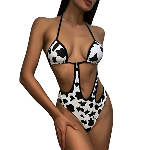 Women's One-Piece Swimsuits - Sexy Bandage Halter Bathing Suit, Solid Color Tight Strap Swimsuit for Beach, Pool & Vacation