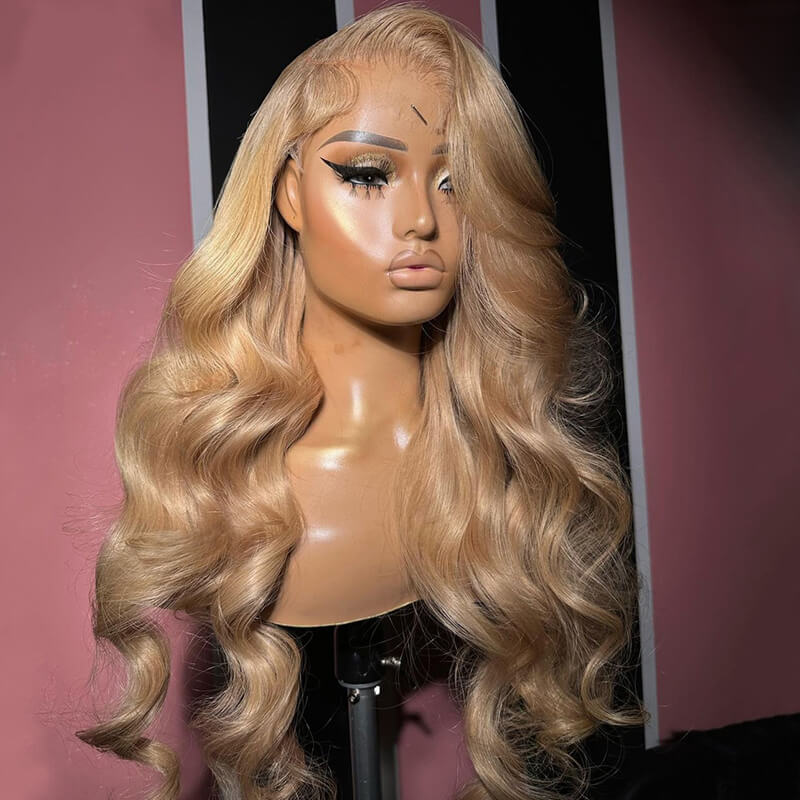 Eullair Glueless Honey Blonde Lace Frontal Wig - Bombshell Brown Girl Ash Blonde Straight & Body Wave Human Hair Wig for Women | Perfect for Daily Wear, Parties & Special Occasions