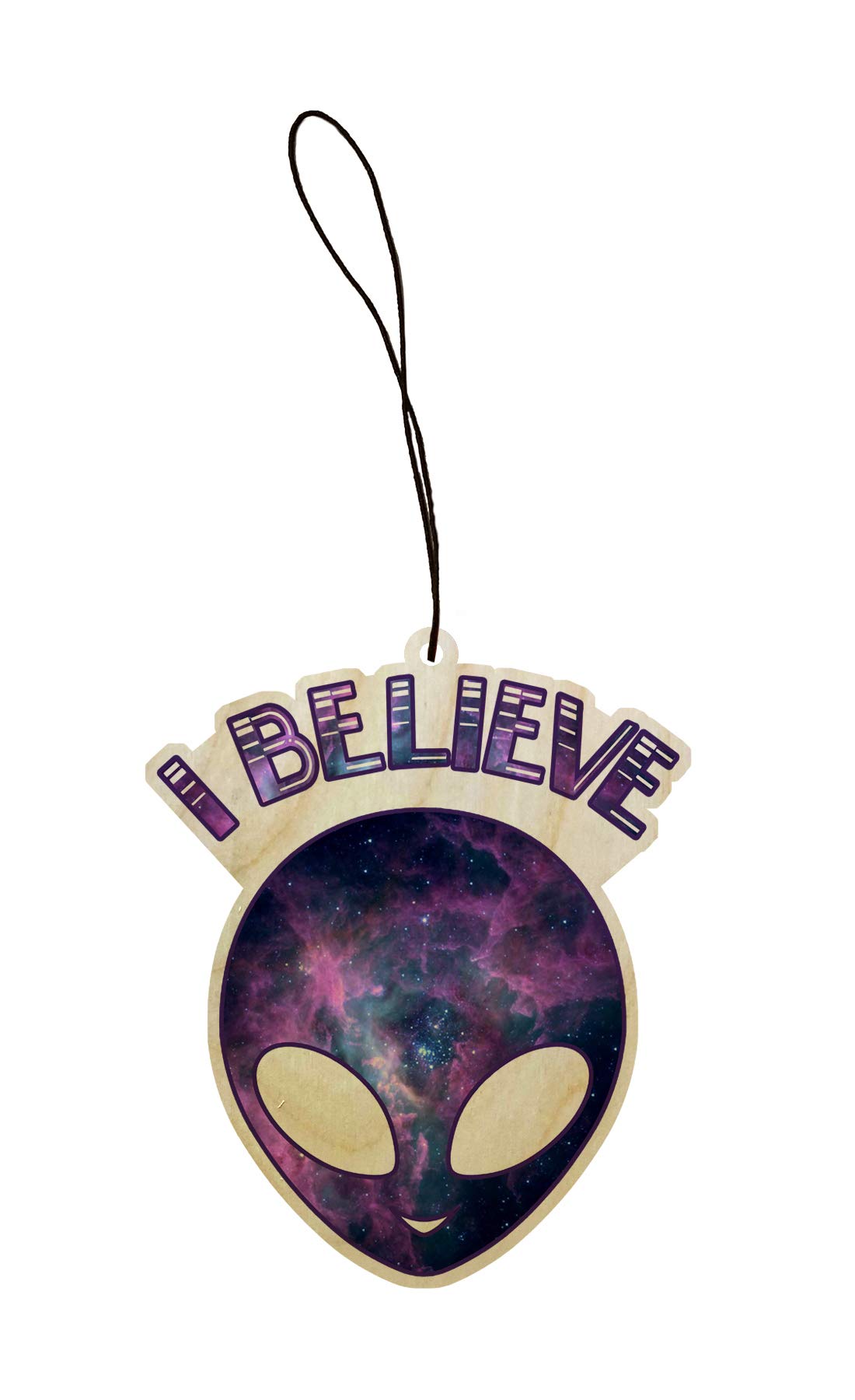 Alien Extraterrestrial Space Exploration Galaxy Design Engraved Wooden Car Charm Dangler - Unique Rear View Mirror Decor for Sci-Fi Fans & UFO Enthusiasts (Perfect Gift for Astronomy Lovers & Car Accessories)
