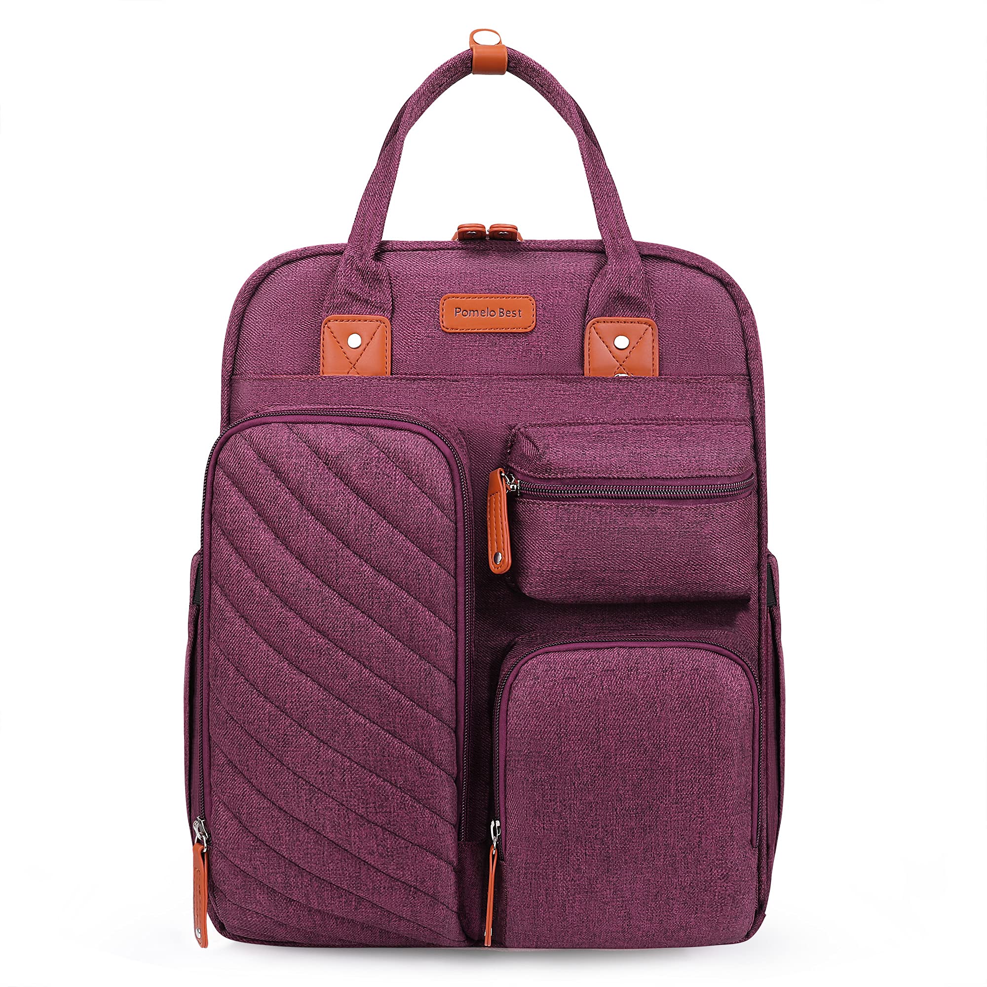 Large Waterproof Diaper Backpack with Built-in Changing Pad & Stroller Straps - Multi-Pocket Baby Bag for Travel & Daily Use (Wine Red) | Perfect for Moms, Dads & Caregivers on the Go