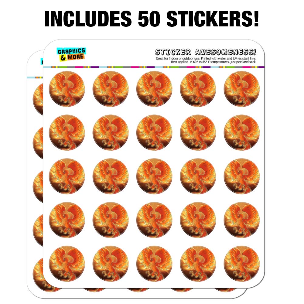 Phoenix Rising from The Flames 1 Inch Clear Stickers for Planner, Calendar, Scrapbooking & Crafting - Perfect for DIY Projects, Journaling & Bullet Journal Decorations
