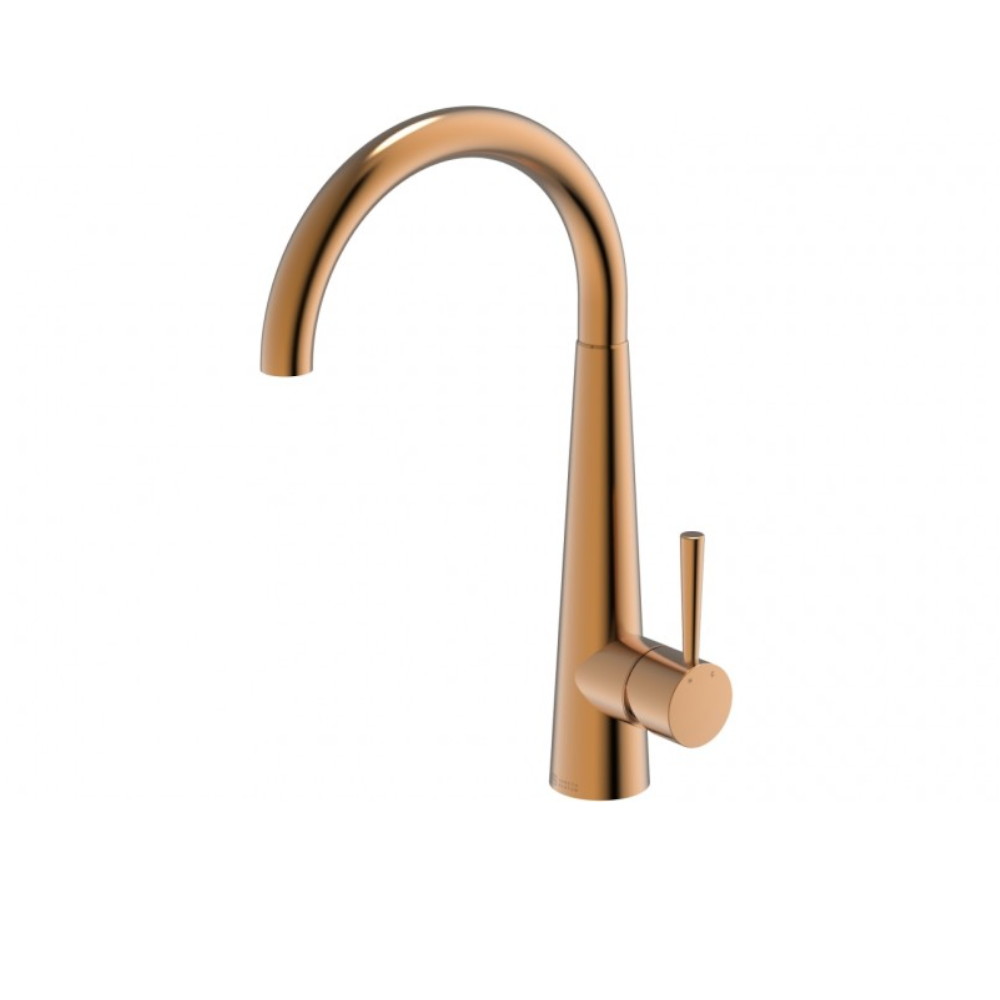 Artisan Copper Gooseneck Bar Sink Mixer - BTA014 CO - Vintage Style Kitchen Faucet for Bar, Coffee Shop & Home Use