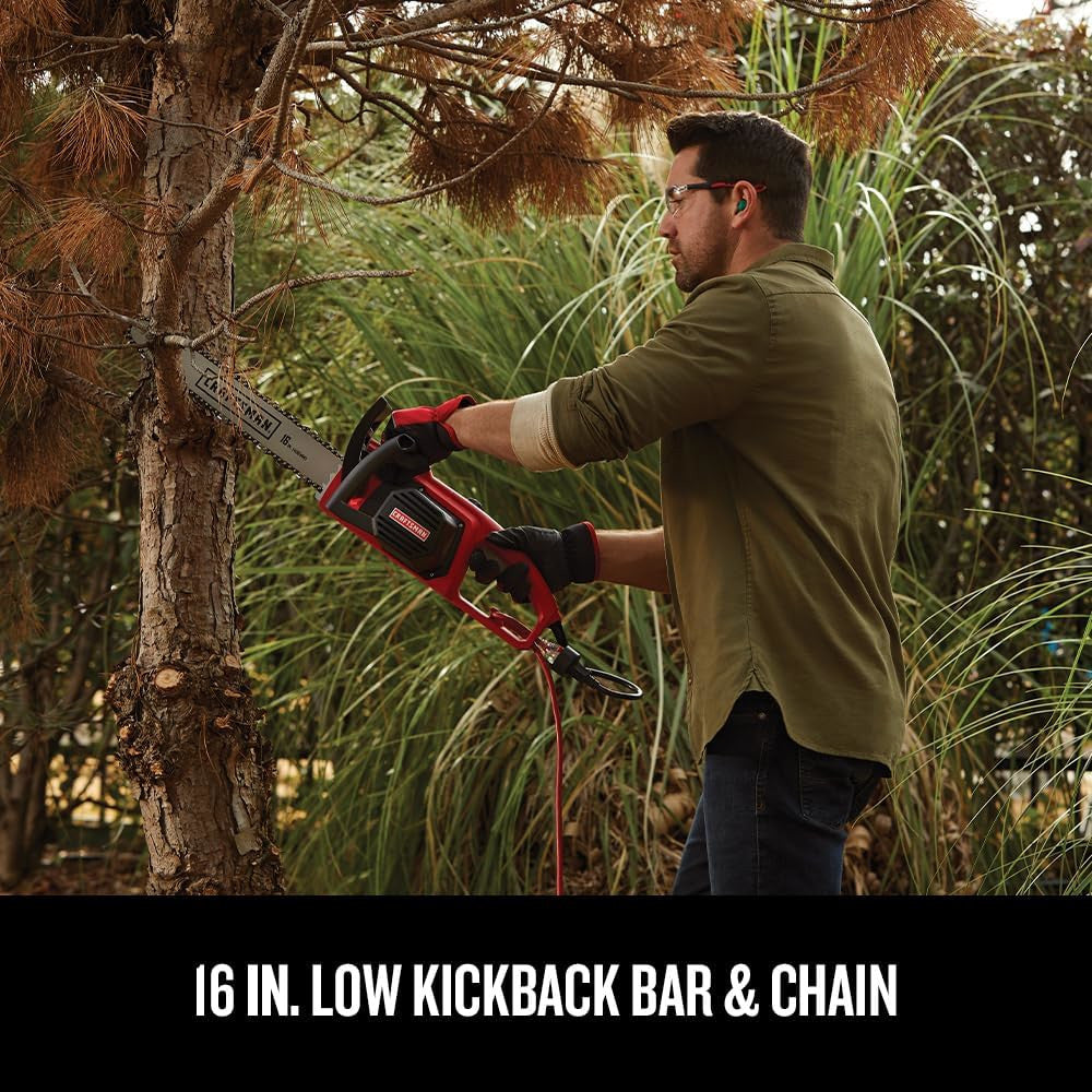 Refurbished CRAFTSMAN CMECS600 16-Inch 12-Amp Electric Chainsaw with Full Manufacturer Warranty - Perfect for Tree Trimming, Firewood Cutting, and DIY Woodworking Projects