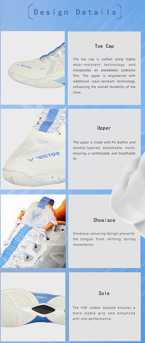 Victor S82III NitroLite Court Shoe - Lightweight Tennis Shoes for Men & Women [Lunar White] - Perfect for Indoor & Outdoor Court Sports