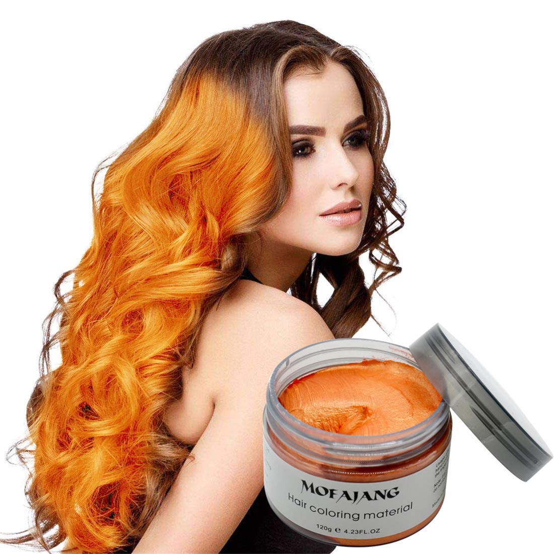 MOFAJANG Unisex Hair Wax Color Dye Styling Cream - Temporary Washable Hair Pomade for Natural Hairstyles & Cosplay (Orange) - Perfect for Parties, Halloween & Costume Events