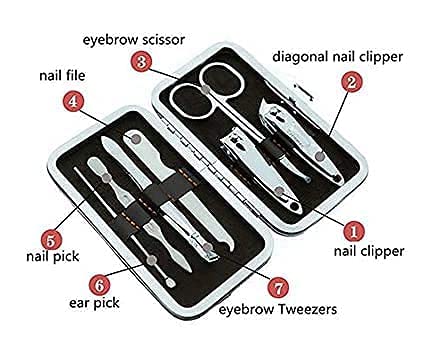 Premium Stainless Steel Manicure Kit Set - 7-in-1 Nail Clippers & Grooming Tools with Leather Case for Women & Men | Perfect for Travel, Home, Salon & Gift Giving
