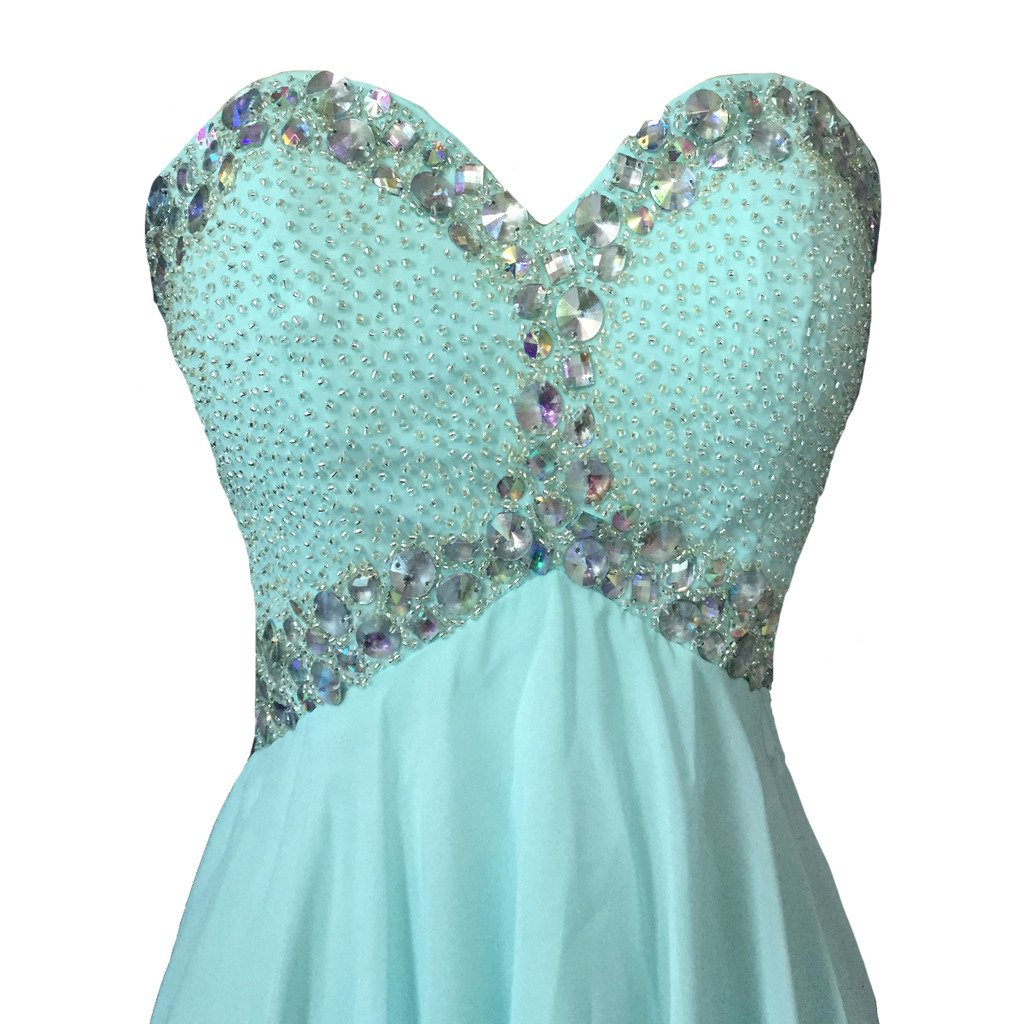 Kivary® Aqua Blue Sweetheart Beading Crystals Short Corset Prom Homecoming Dresses for Women - Elegant Formal Evening Gown for Parties, Dances & Special Occasions