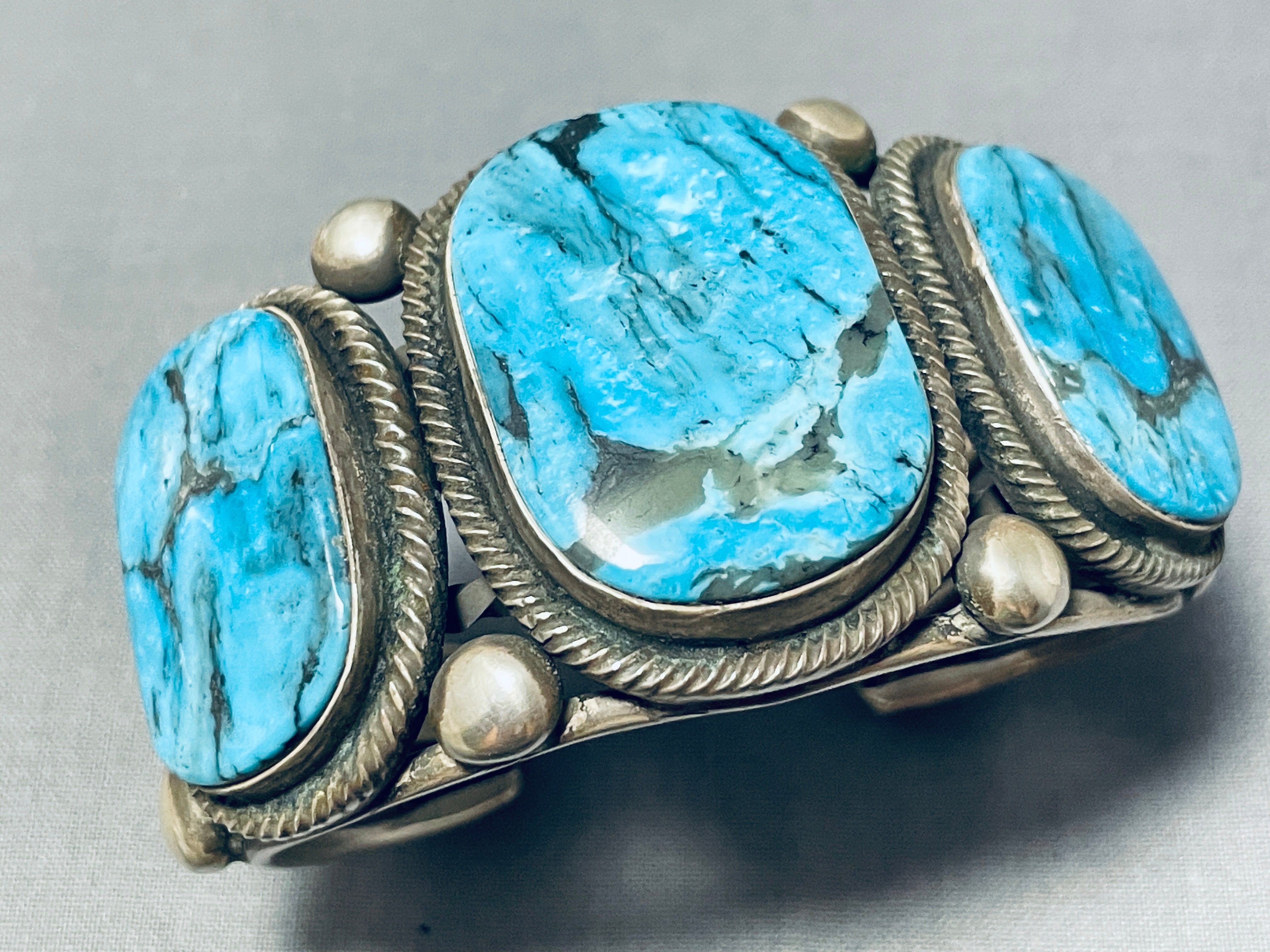 111 Gram Navajo Sterling Silver Turquoise Bracelet by Rick Martinez - Handmade Native American Jewelry for Women, Perfect for Boho Style & Special Occasions