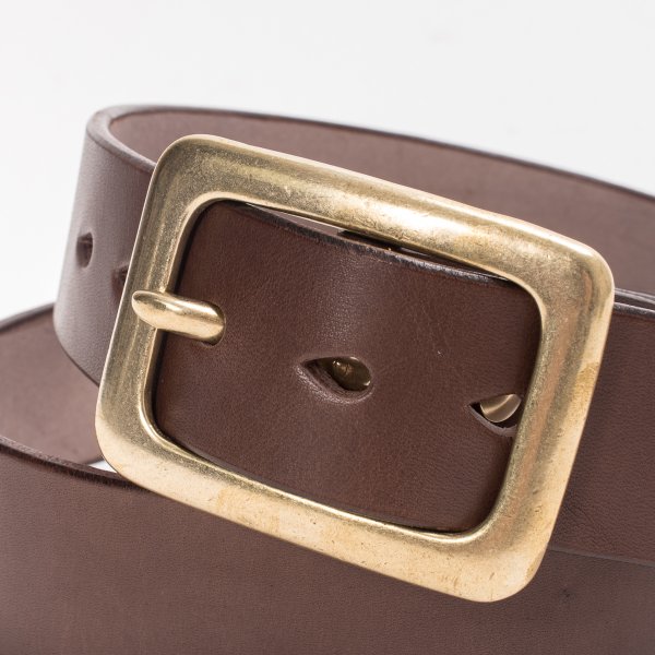 Premium Heavy Duty Tochigi Leather Belt with Solid Brass Garrison Buckle - Genuine Brown Leather for Men - Perfect for Work, Outdoor & Casual Wear
