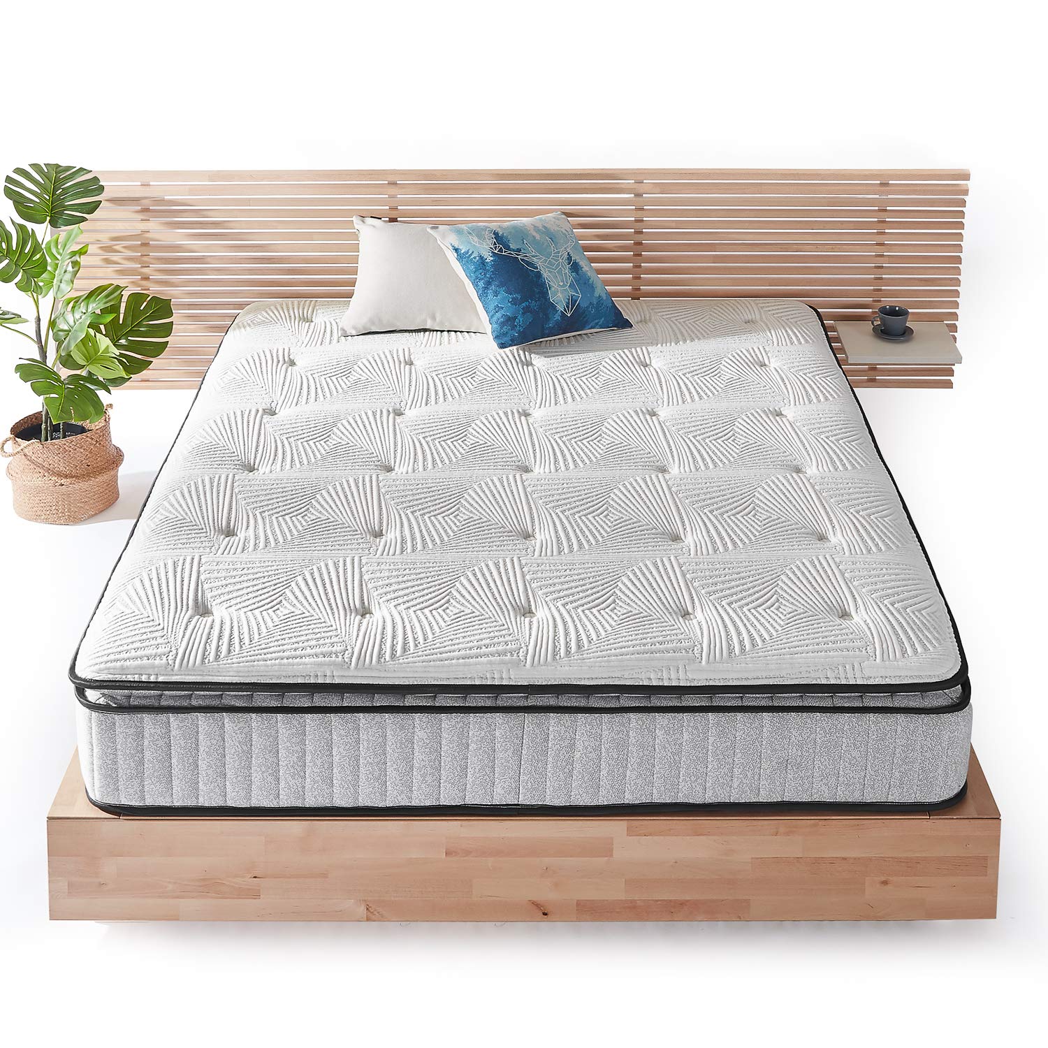Mellow 12 Inch EIRA Hybrid Mattress Queen - Pocket Spring Gel Memory Foam, Plush Pillow Top, OEKO-TEX & CertiPUR-US Certified for Back Pain Relief & Pressure Relief - Perfect for Side, Back & Stomach Sleepers