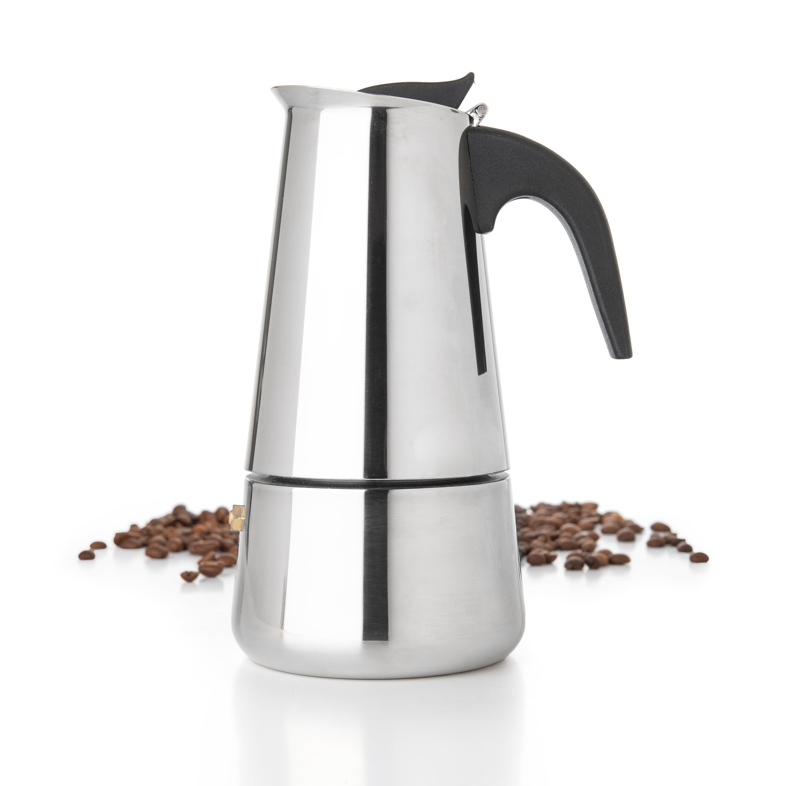 Mixpresso 6 Cup Stovetop Espresso Coffee Maker - 300ml/10oz Stainless Steel Moka Pot with Percolator Design, Italian Style Coffee Brewer for Home & Office Use, Perfect for Espresso, Latte and Cappuccino Making