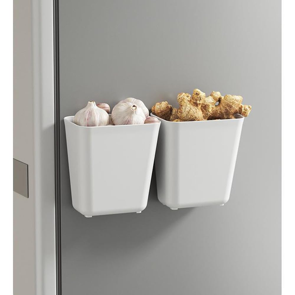 Nmgkokew 4-Piece Self-Adhesive Wall Mounted Storage Box Organizer - Kitchen Cabinet, Wardrobe, Bathroom & Refrigerator Storage Solution for Small Items - Perfect for Home, Office & Dorm Organization