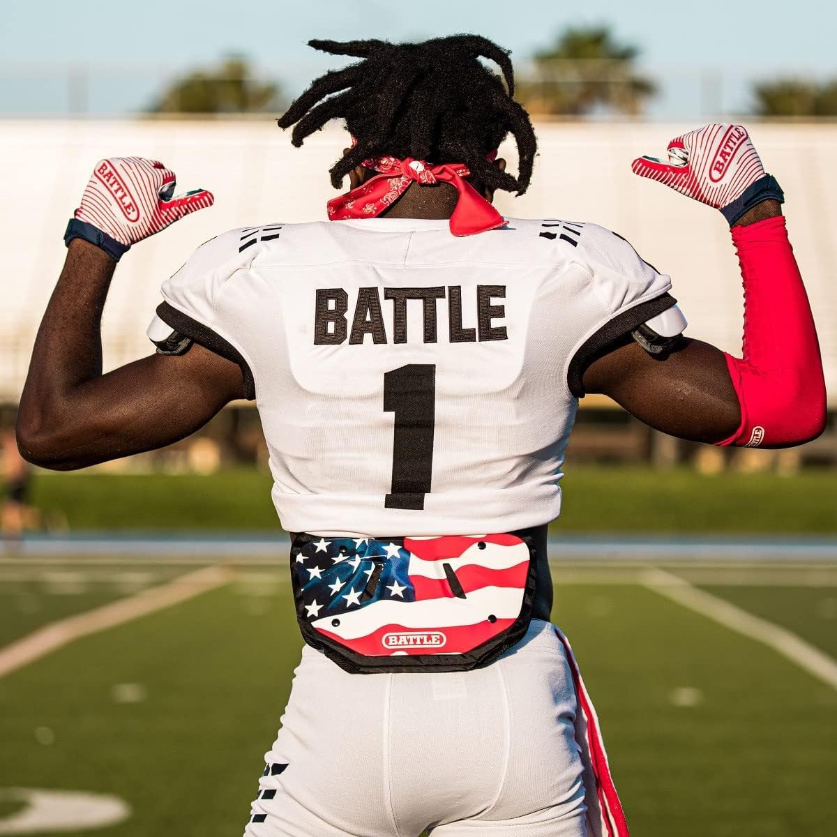 Battle Sports Novelty Football Back Plate - Lower Back Protector with Hard Shell & Contoured Foam for Youth, Kids & Adults - Perfect for Football Training, Games & Safety Protection