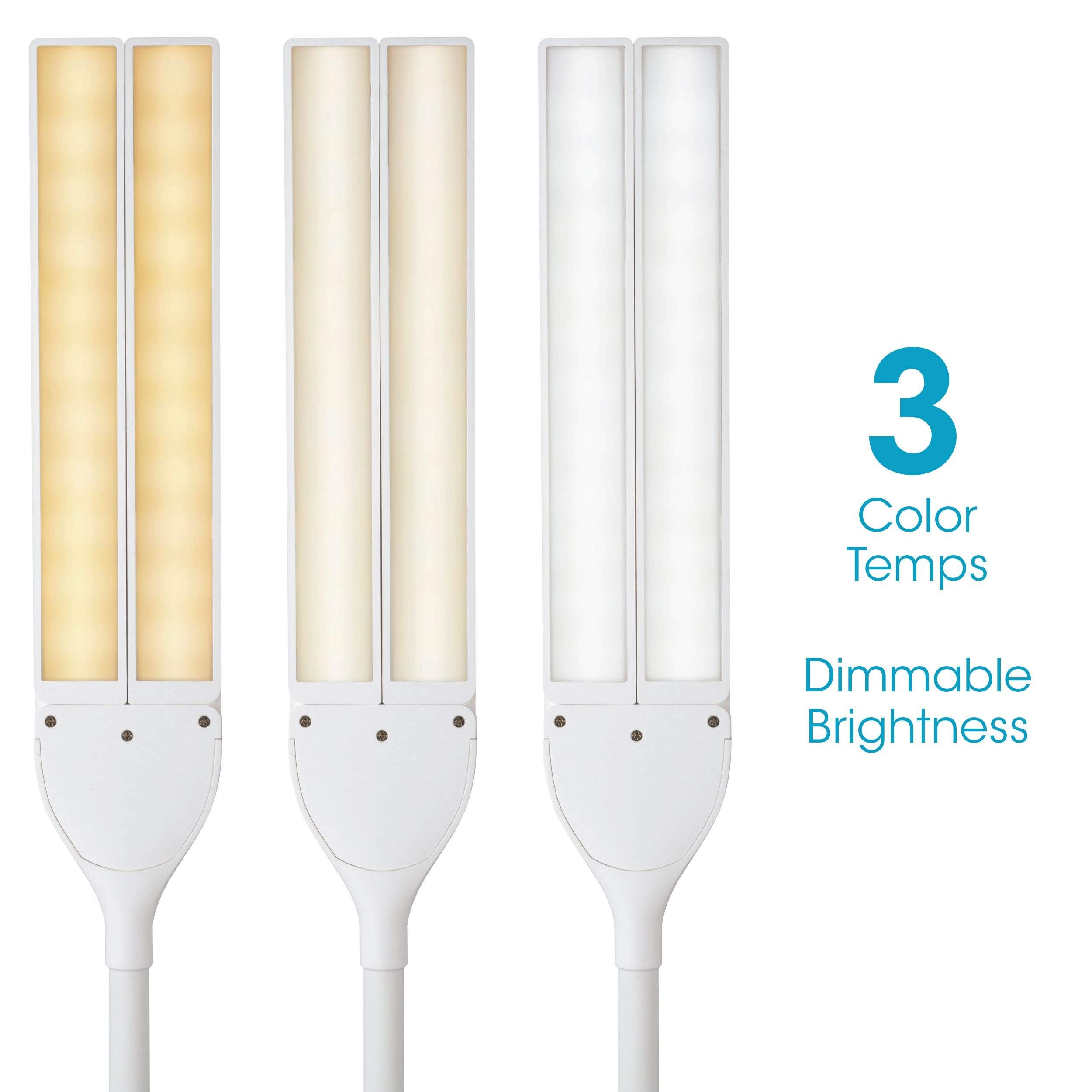 OttLite Dual Shade LED Desk Lamp with 3 Color Temperature Modes - Adjustable Neck & Touch Controls for Crafting, Sewing, Reading - Auto Shut-Off Timer Perfect for Home Office, Study & Hobby Rooms
