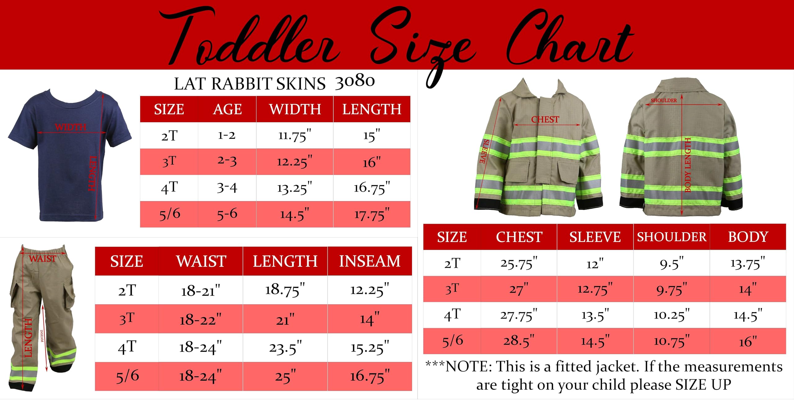Personalized Firefighter 3-Piece Toddler Outfit Set - Tan Uniform for Kids Dress Up & Role Play Costume - Perfect for Halloween, Birthday Parties & Pretend Play