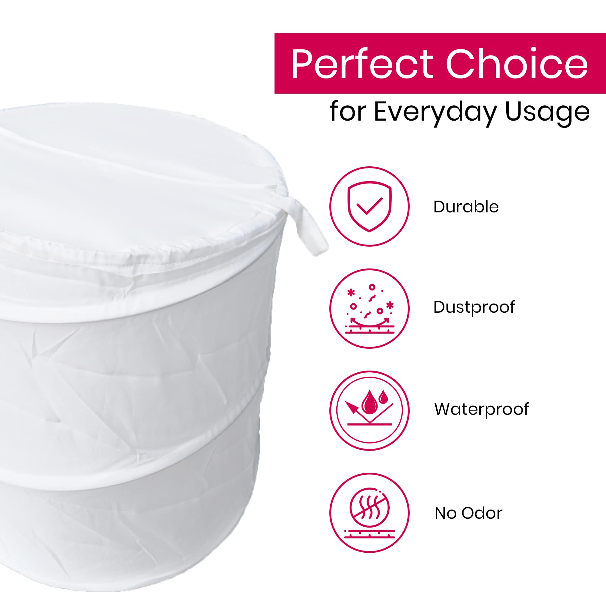 White Polyester Pop Up Laundry Basket - 19.3