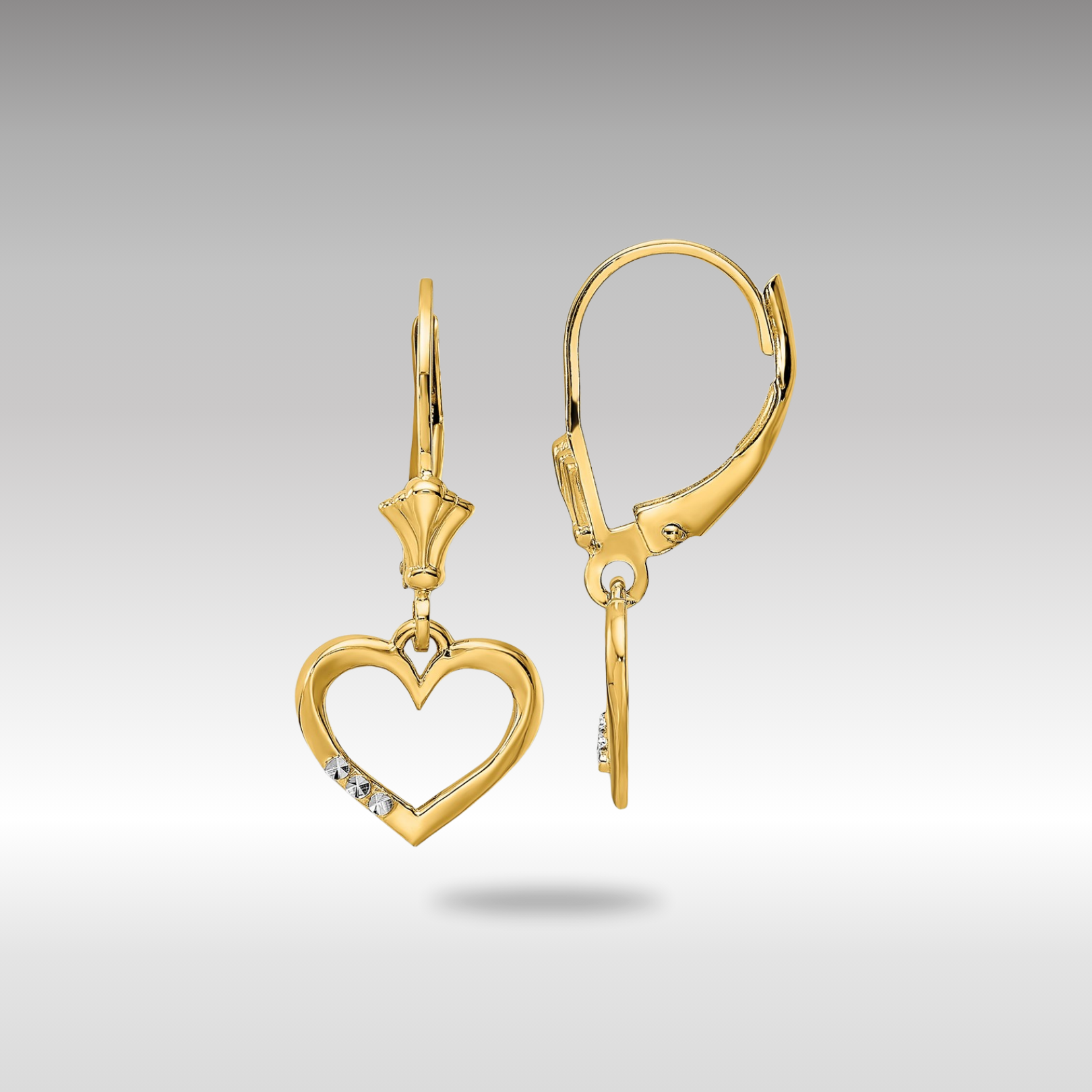 Gold Diamond Cut Heart Leverback Earrings TM805 - Elegant Dangle Earrings for Women, Perfect for Valentine's Day, Anniversary, Wedding & Special Occasions