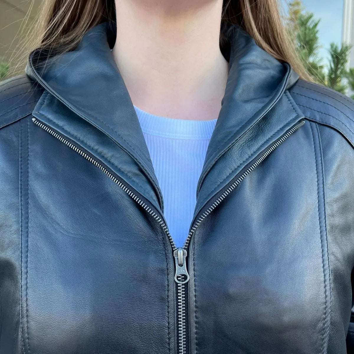 Premium Genuine Sheepskin Leather Jacket with Detachable Hood - Stylish & Warm for Fall, Winter Outdoor Adventures