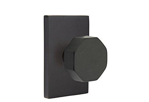 Emtek Privacy Set - Modern Rectangle Rosette & Octagon Knob in Oil Rubbed Bronze - Perfect for Bedroom & Bathroom Door Hardware