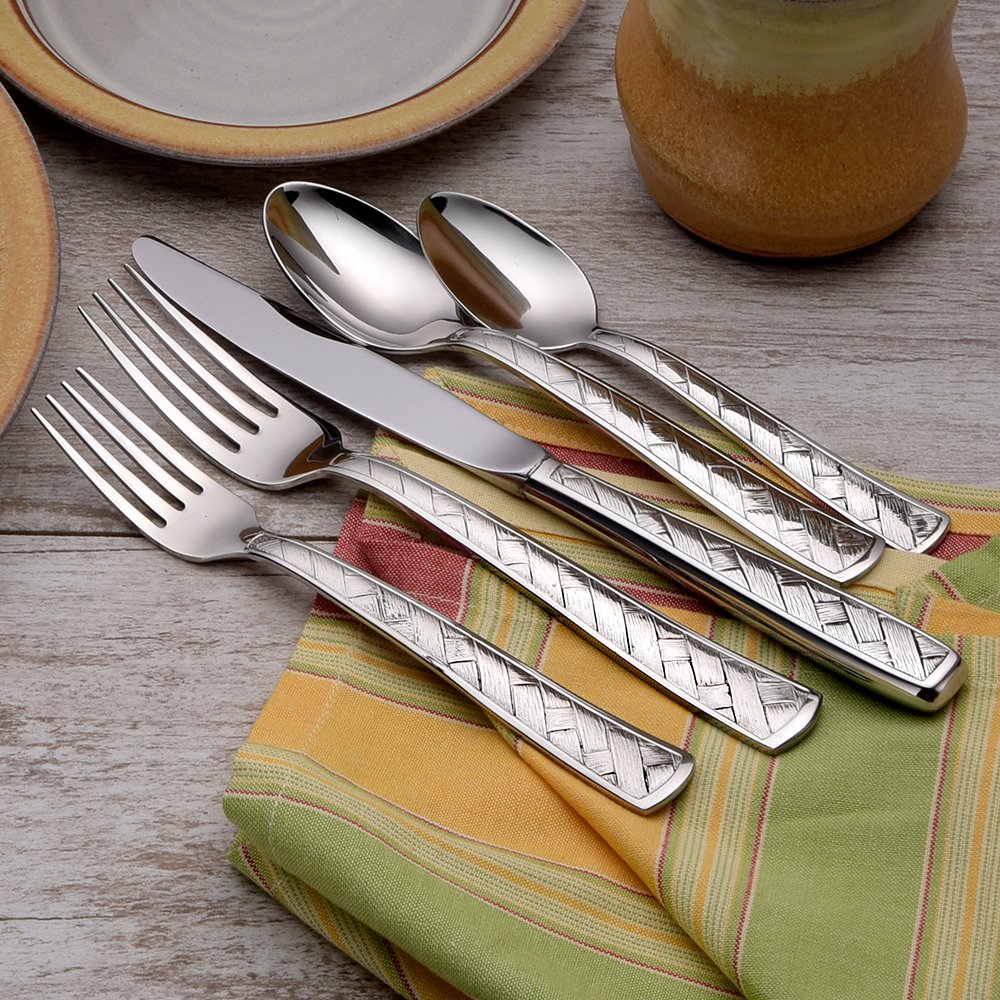 Liberty Tabletop Weave 45-Piece Flatware Set for 8 - Premium Stainless Steel Cutlery Set Made in USA - Perfect for Dinner Parties, Weddings & Everyday Dining