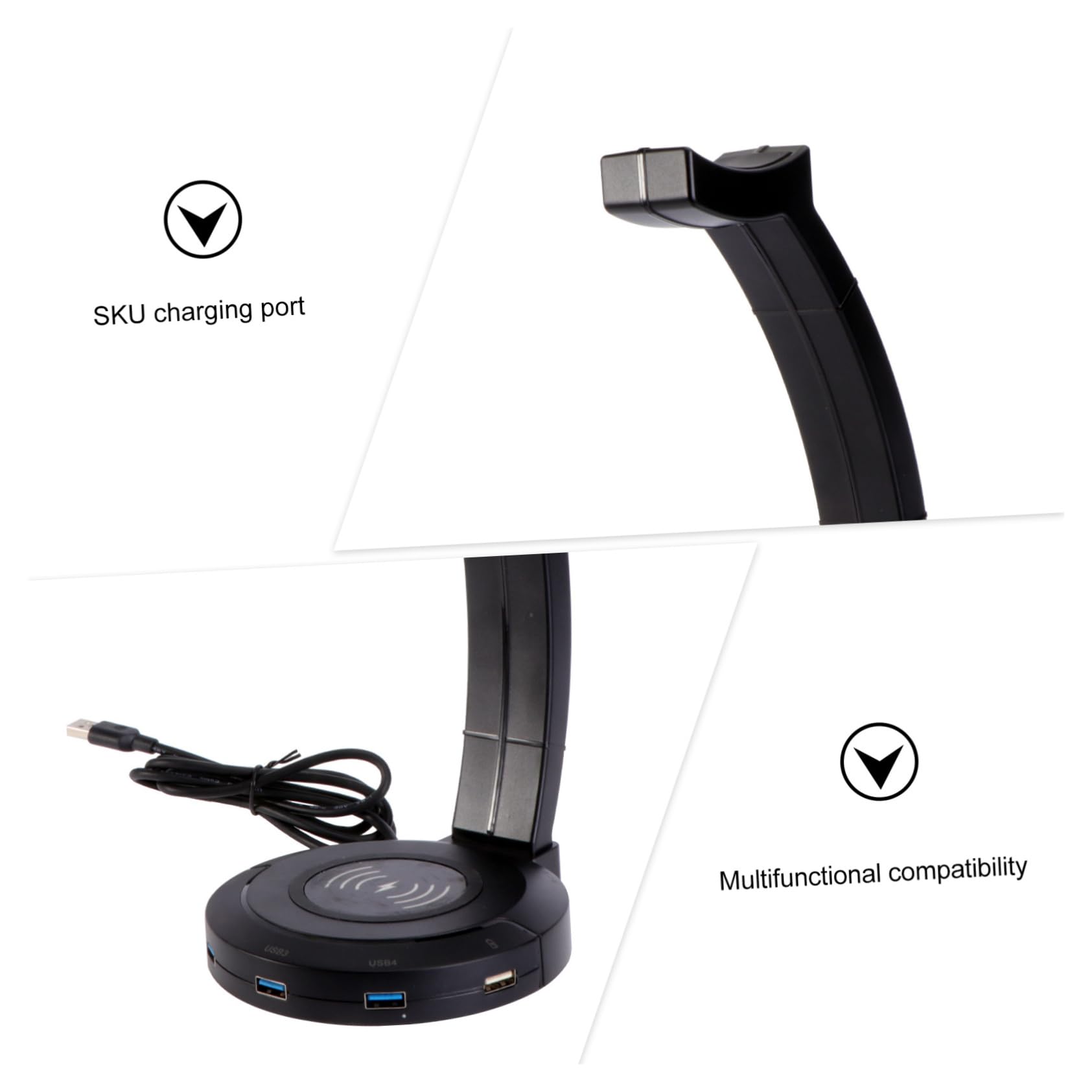 Veemoon RGB LED Headphone Stand with USB Charging Port - Gaming Headset Holder for Phone & Tablet | Perfect for Gaming Setup & Desk Organization