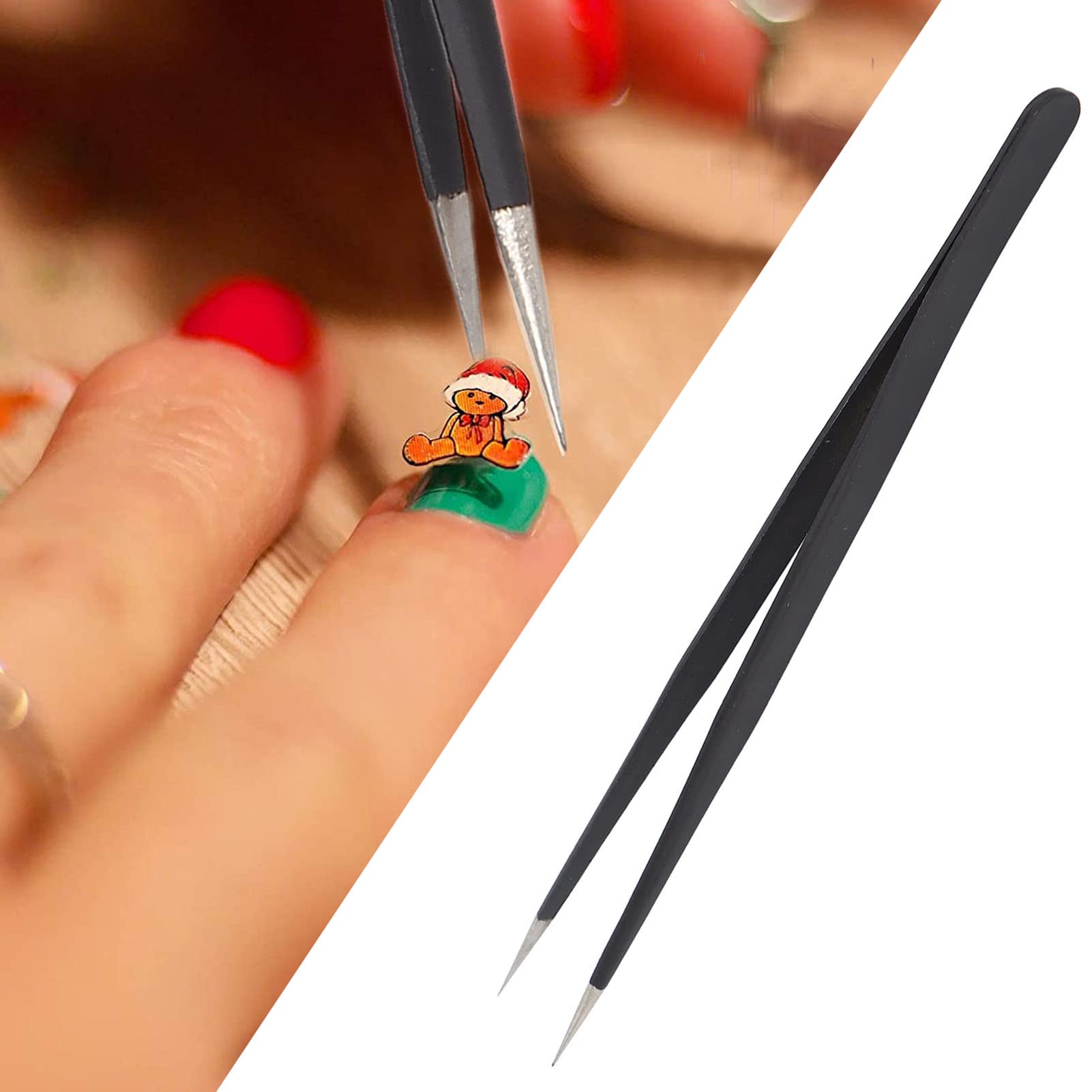 Premium Stainless Steel Nail Tweezers - Rustproof, Durable & Ergonomic Design for Professional & Home Manicure/Pedicure | Perfect for Nail Art, Cuticle Care & False Nail Application