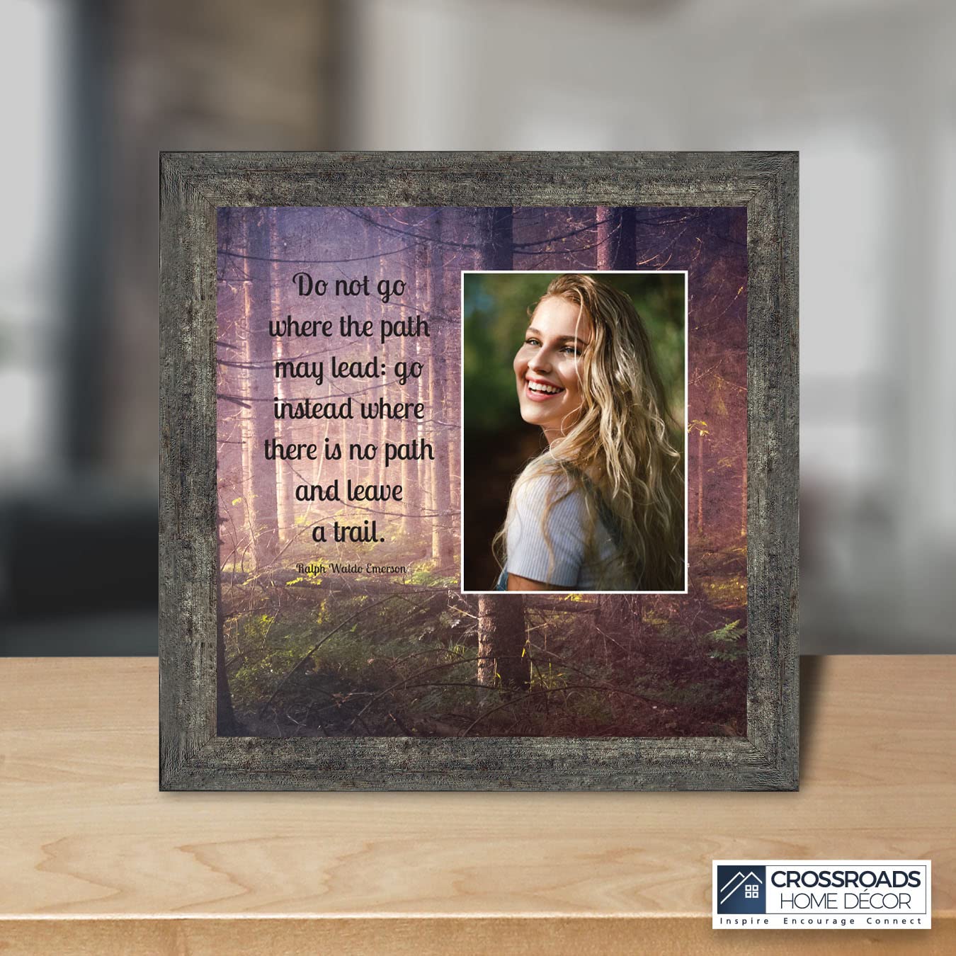 Motivational Wall Art Decor - Emerson's 'Do Not Go Where the Path May Lead' Framed Inspirational Quote - Perfect for Office, Home, or Classroom - Thoughtful Graduation Gift for High School & College Students (6456BW)