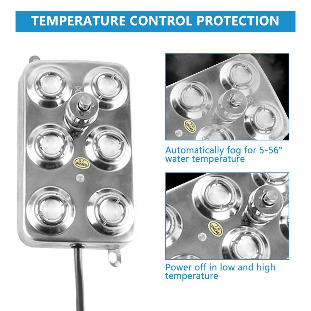 6 Head Ultrasonic Mist Maker Fogger - High Power Air Humidifier with Transformer for Greenhouse, Hydroponics, Garden & Pond | Perfect for Industrial, Scenic & Agricultural Use