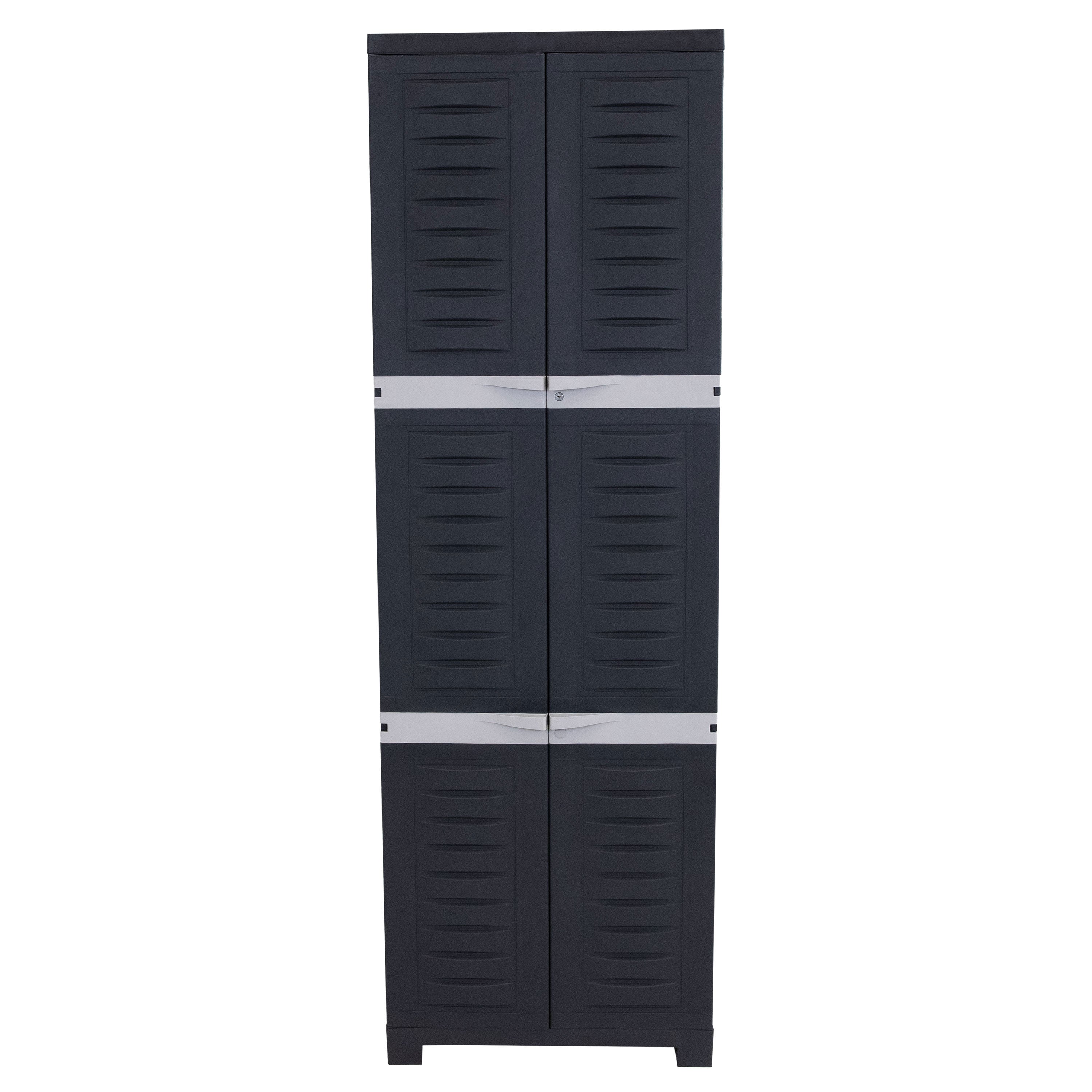 Sunnydaze 4-Shelf Plastic Lockable Storage Cabinet - 72 Inch Heavy Duty Utility Organizer for Garage, Shed, or Outdoor Storage | Weather-Resistant & Secure Shelving Unit
