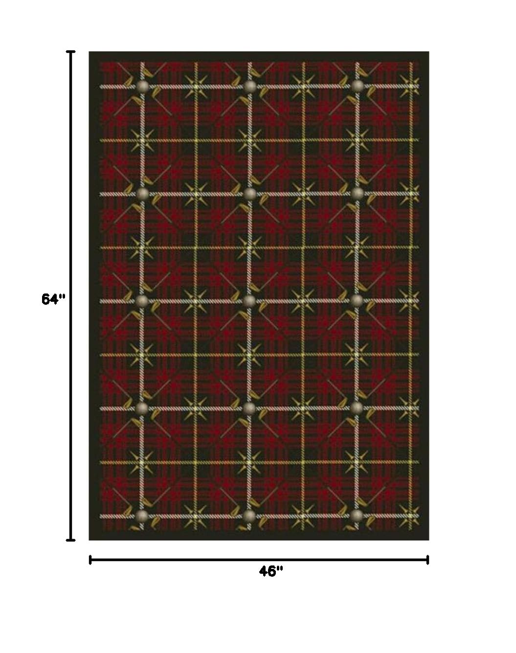 Joy Carpets Sports Fan Saint Andrews Area Rug - Tartan Green Plaid Design for Living Room, Bedroom & Game Room Decor