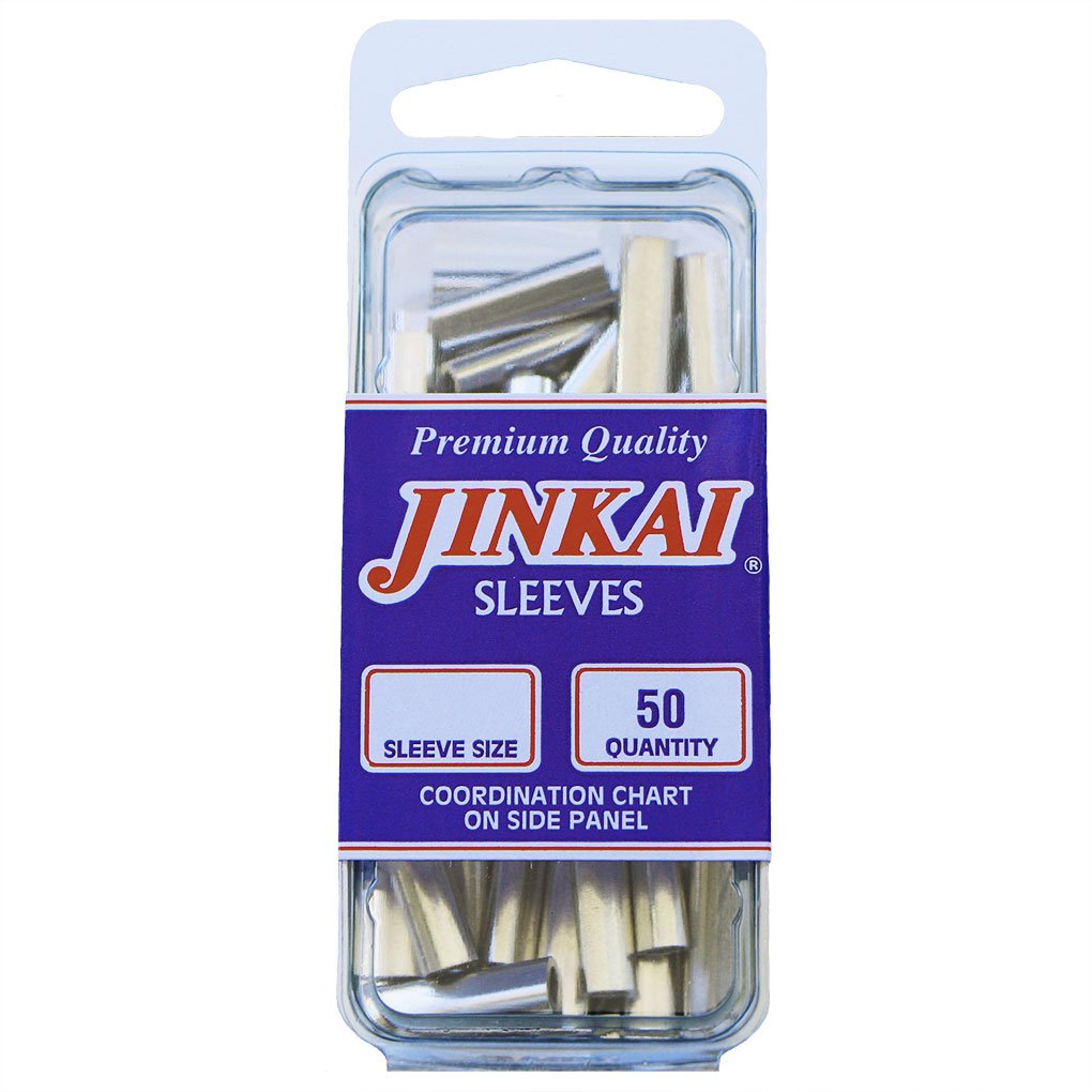 JINKAI Monofilament/Fluorocarbon Fishing Line Sleeves - Box of 50 - Perfect for Saltwater & Freshwater Fishing, Fly Fishing, and Tackle Rigging