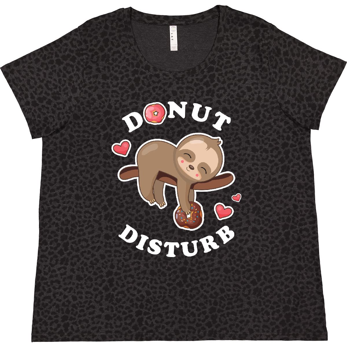 Inktastic Donut Disturb Sloth Women's Plus Size T-Shirt - Cute Funny Graphic Tee for Casual Wear, Lounge & Sleepwear