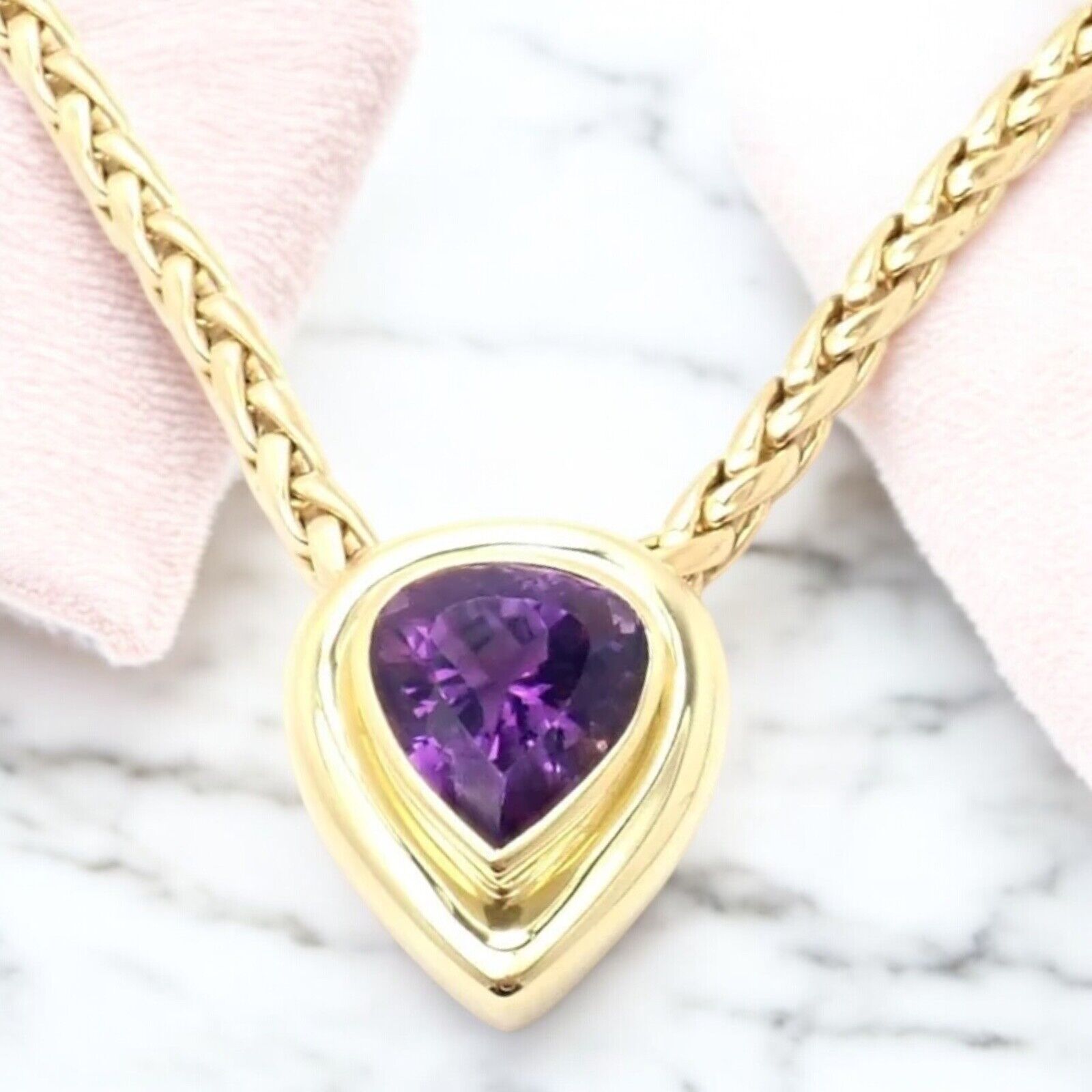Authentic Tiffany & Co Paloma Picasso 18k Gold Large Amethyst Pendant Necklace for Women - Elegant Jewelry Gift for Anniversary, Valentine's Day & Special Occasions