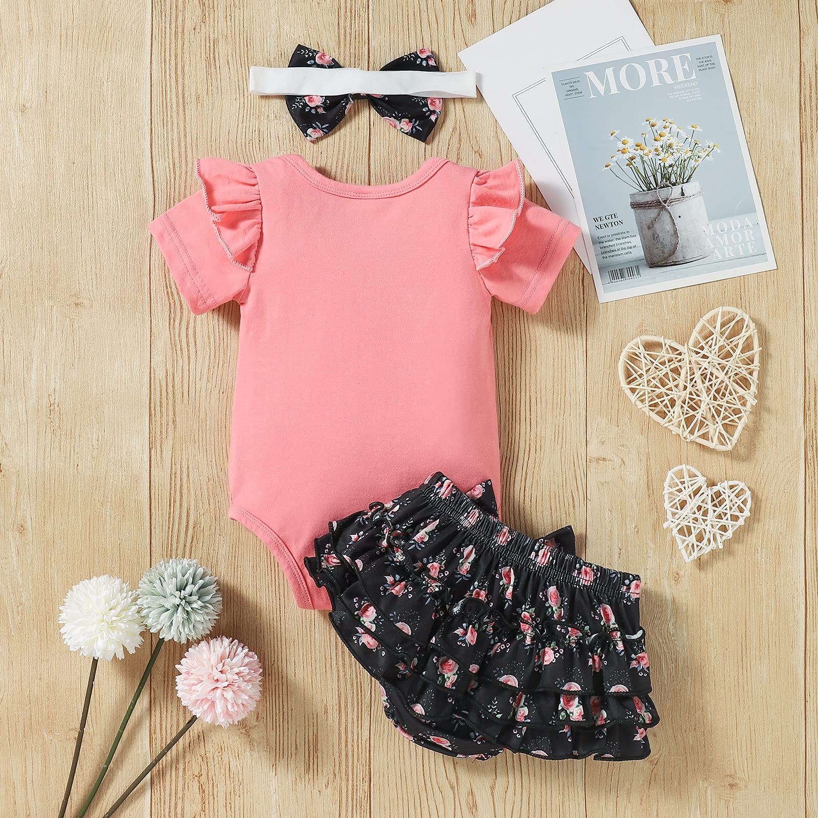 Adorable Baby Girl Clothes Set - Soft Newborn Infant Summer Outfits 0-24 Months | Cute Cotton Romper & Hat for Photoshoot, Beach & Daily Wear