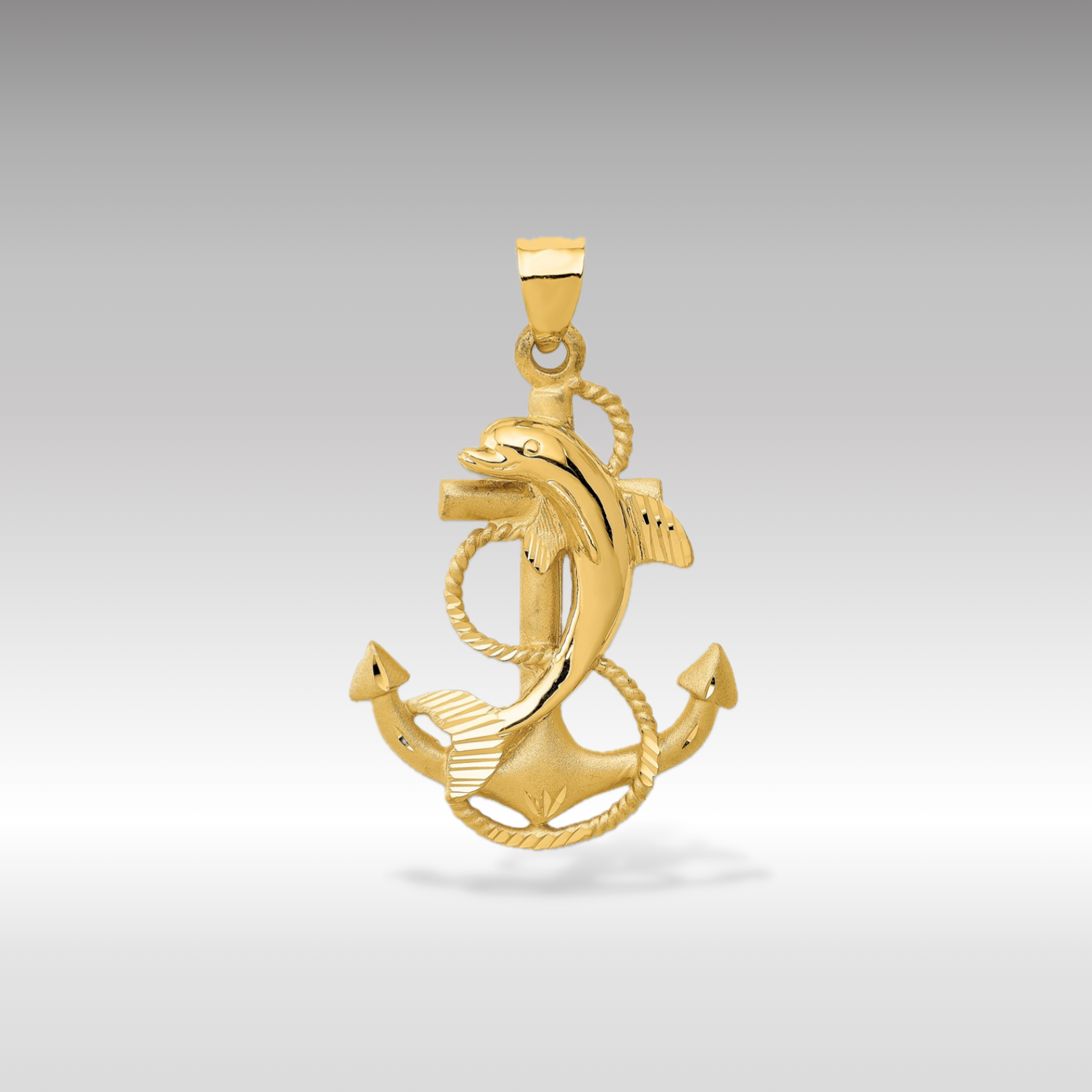 Gold Classic Dolphin on Anchor Pendant Necklace - Elegant Marine Jewelry for Women - Perfect for Beach Weddings, Nautical Gifts & Ocean Lover Accessories
