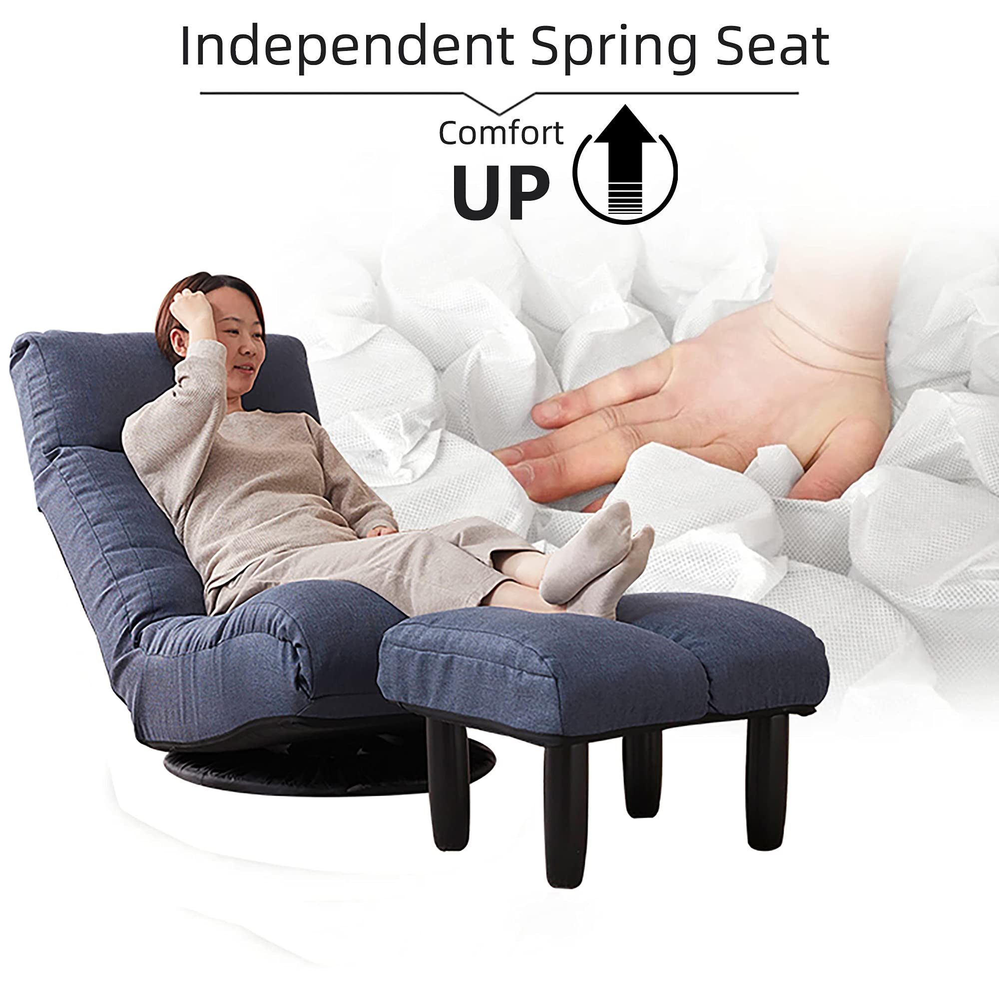 Adjustable Floor Recliner Chair - Japanese Tatami Style Lazy Sofa for Living Room, Balcony & Leisure | Portable Single Seat with Reclining Back